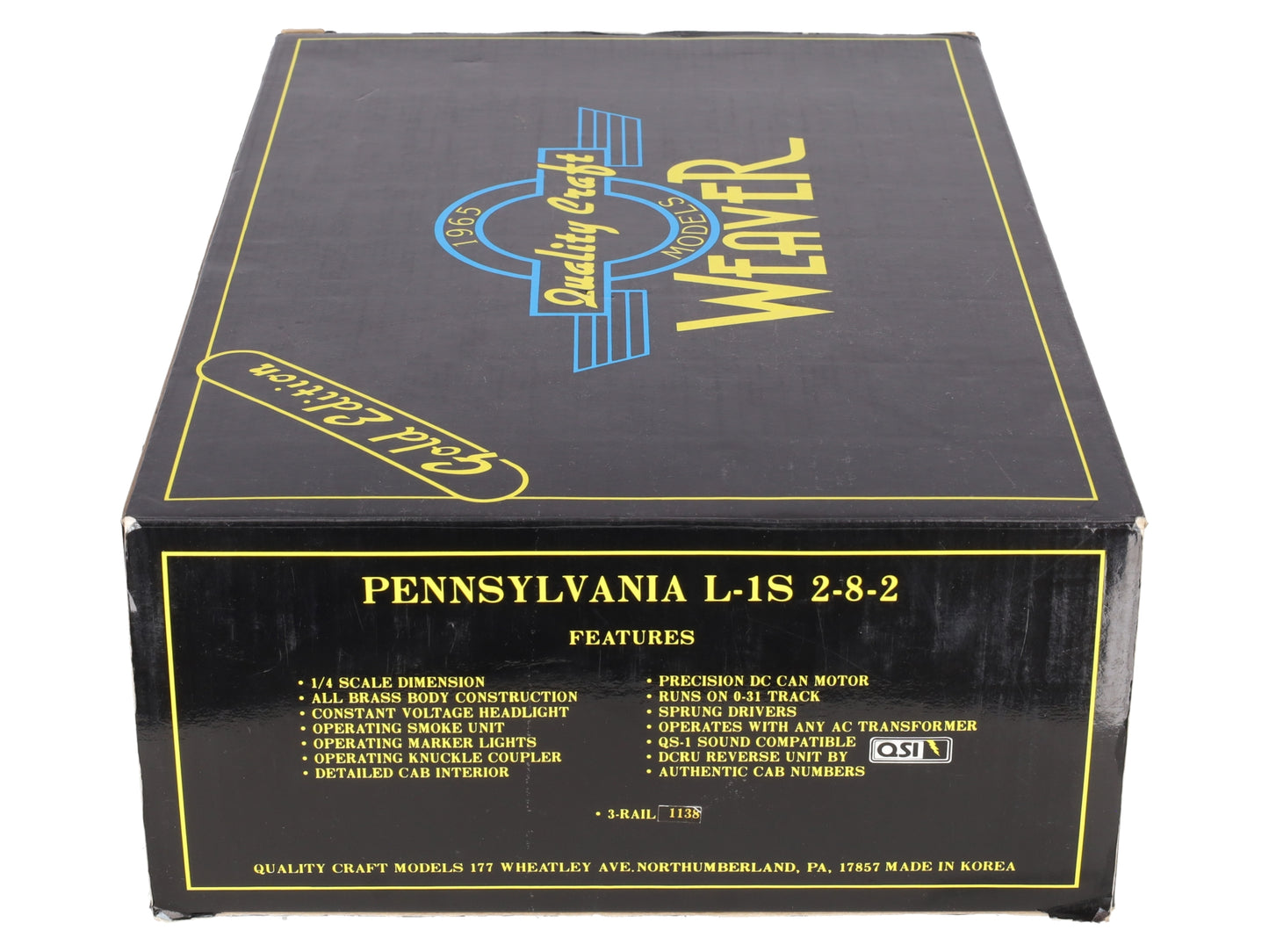 Weaver 1138 BRASS PRR 2-8-2 L-1S Mikado Steam Locomotive #1138 - 3 Rail LN/Box