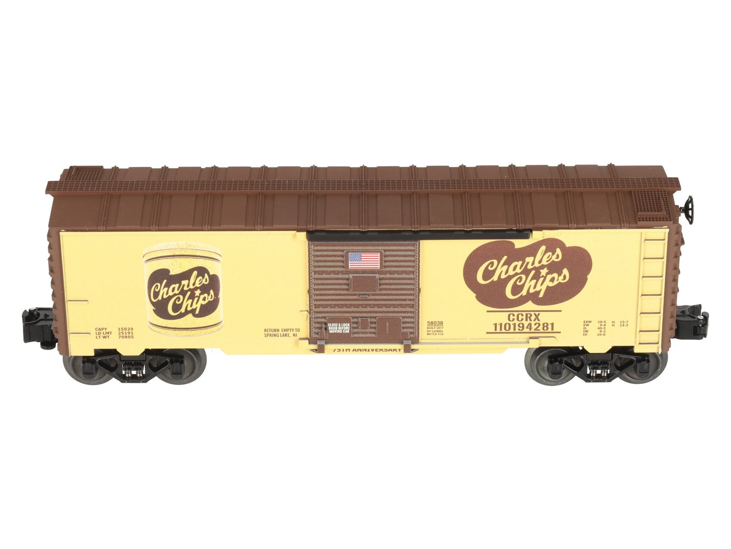 Lionel 6-58038 O Gauge METCA Exclusive Charles Chips 75th Ann. Boxcar #110194281 LN/Box