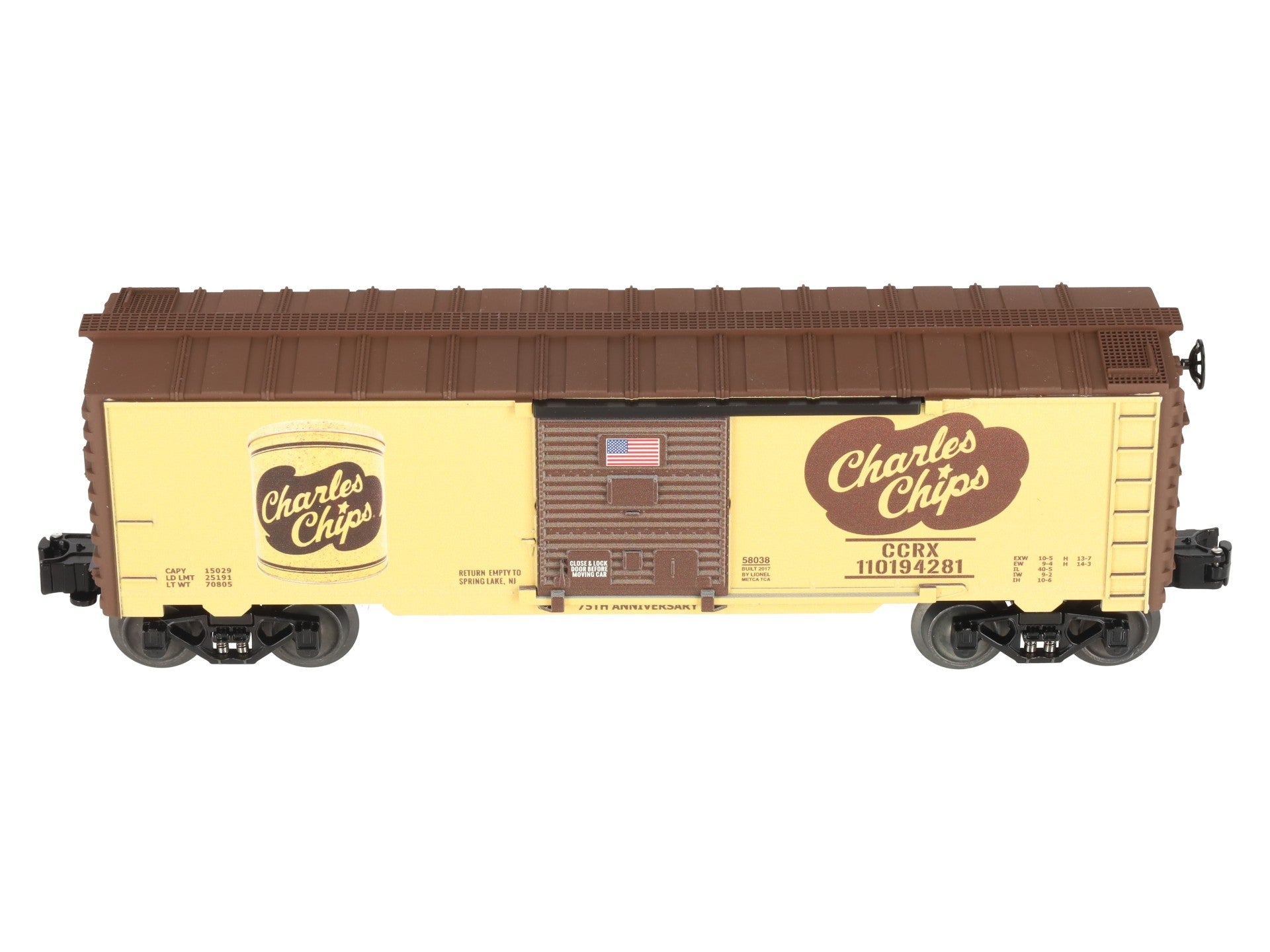 Lionel 6-58038 O Gauge METCA Exclusive Charles Chips 75th Ann. Boxcar #110194281 LN/Box