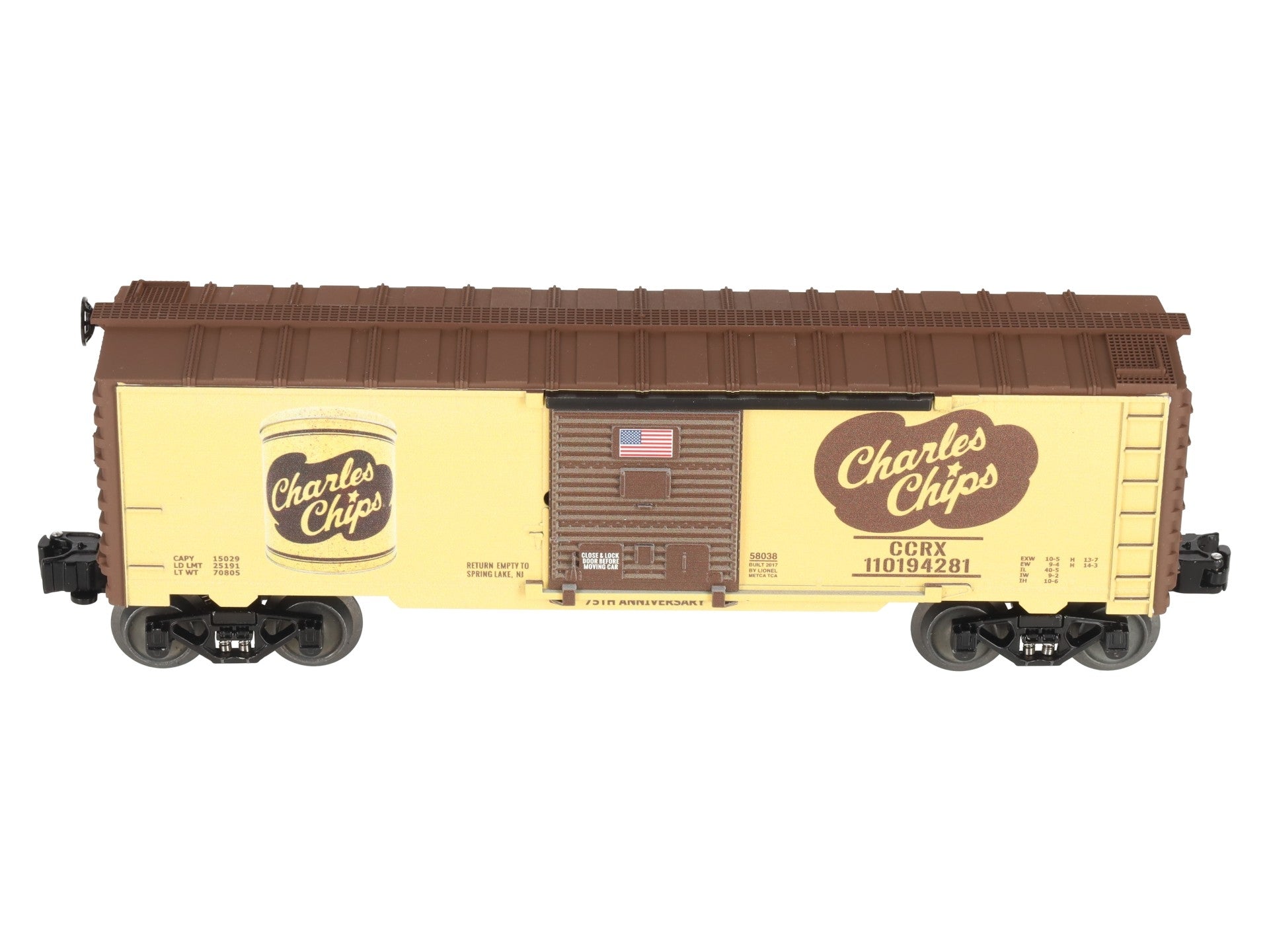 Lionel 6-58038 O Gauge METCA Exclusive Charles Chips 75th Ann. Boxcar #110194281 LN/Box