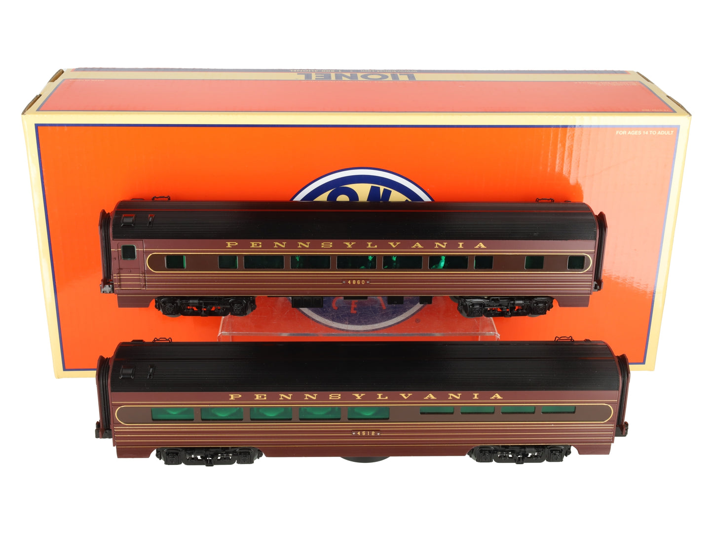 Lionel 6-25760 O Pennsylvania 15" Aluminum Car Diner/Coach Set (2) EX/Box