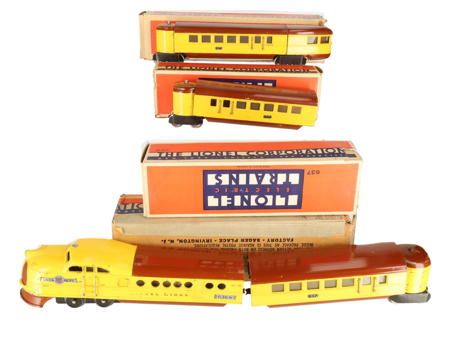 Lionel 636W Vintage O Prewar Union Pacific City of Denver Streamliner Set VG/Box