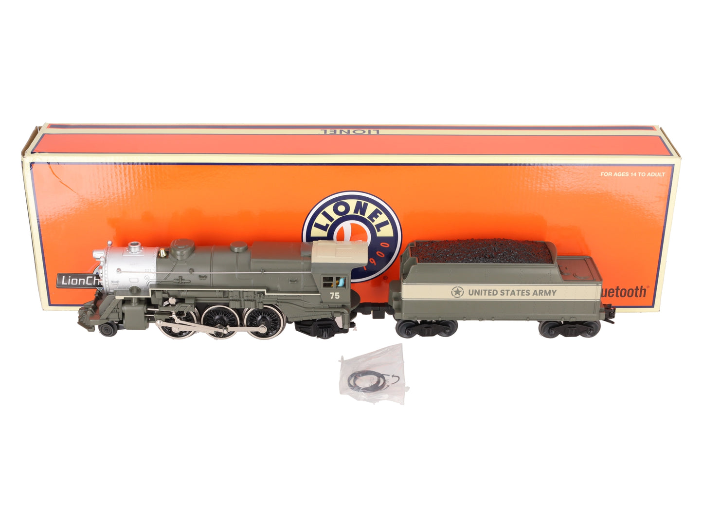 Lionel 2445080 O Gauge US Army LionChief 2-6-2 Steam Locomotive & Tender #75 LN/Box