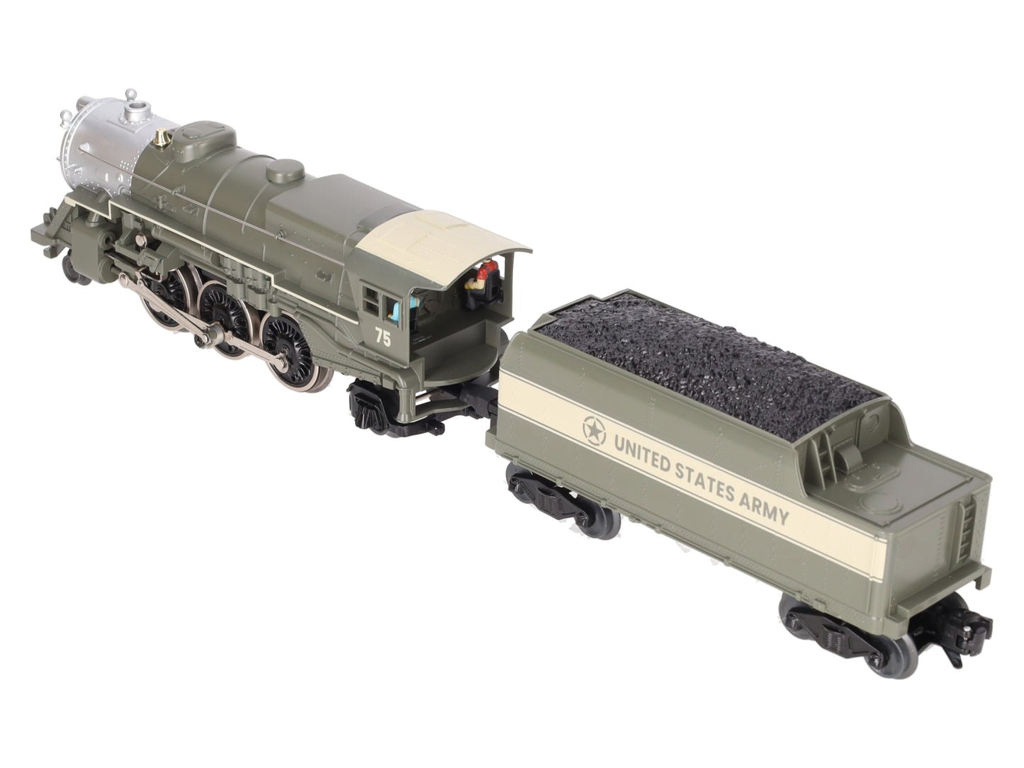 Lionel 2445080 O Gauge US Army LionChief 2-6-2 Steam Locomotive & Tender #75 LN/Box