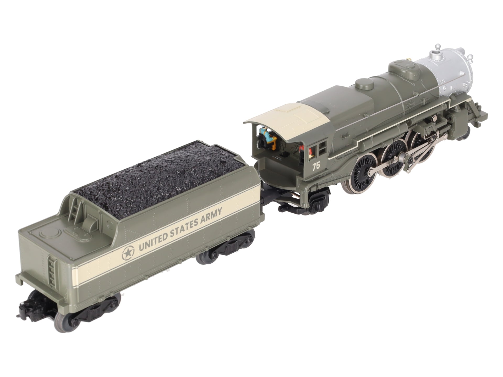 Lionel 2445080 O Gauge US Army LionChief 2-6-2 Steam Locomotive & Tender #75