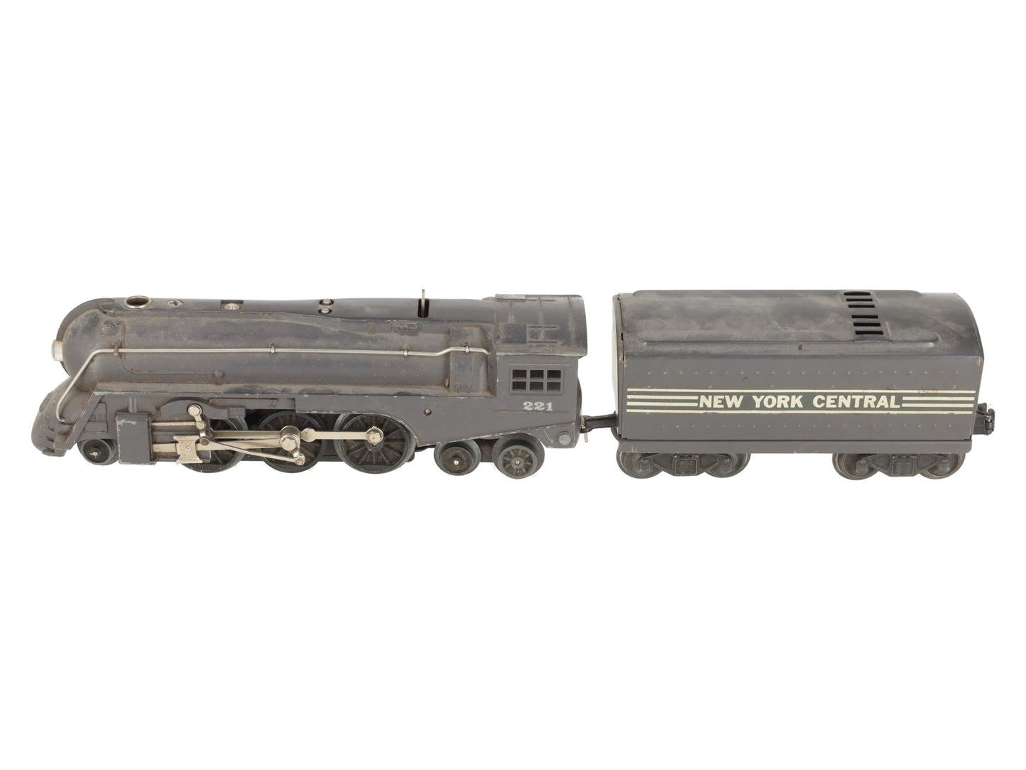 Lionel 221 Vintage O NYC  Dreyfuss Gray 2-6-4 Steam Locomotive & 221W Tender VG