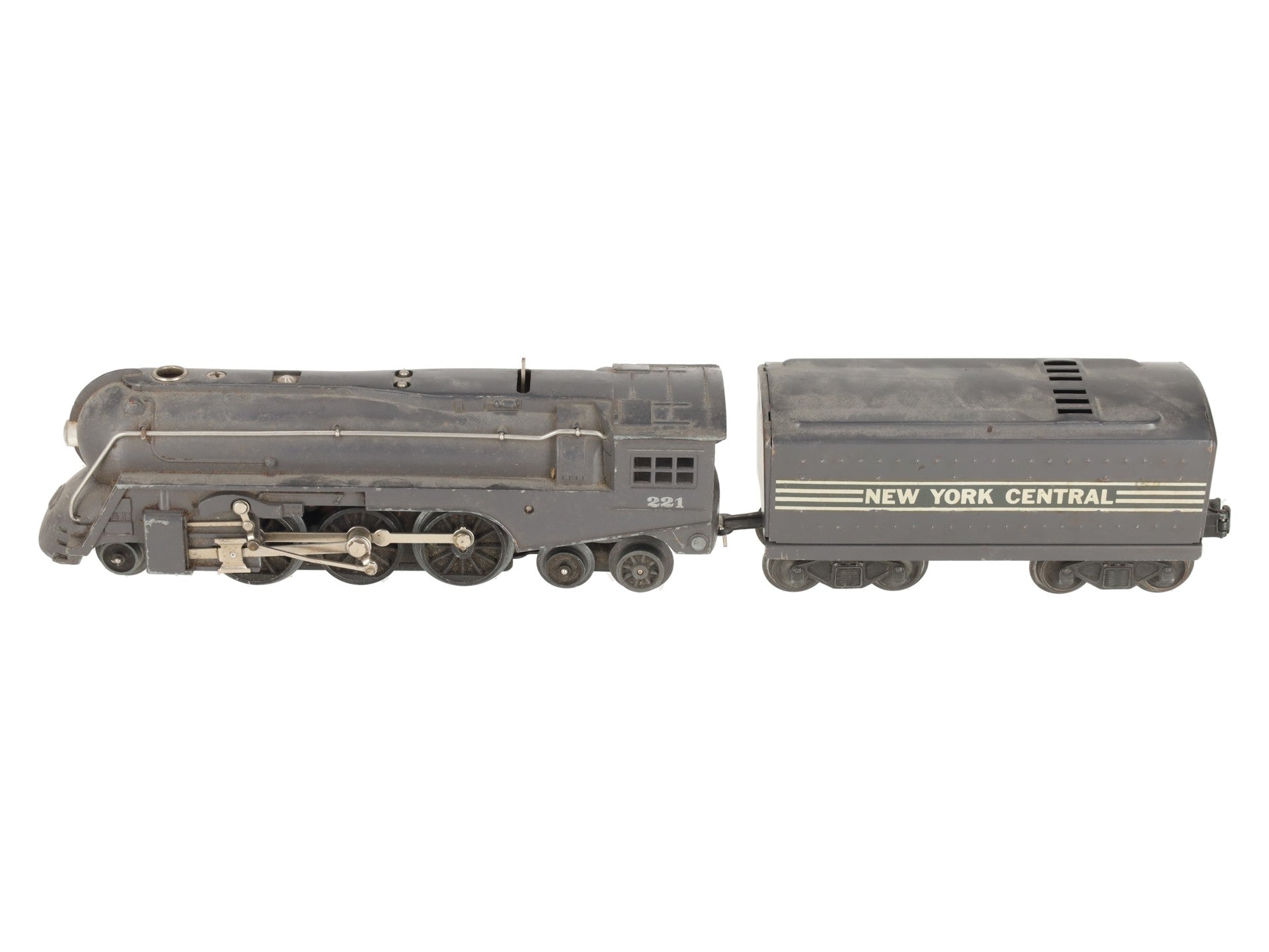 Lionel 221 Vintage O NYC  Dreyfuss Gray 2-6-4 Steam Locomotive & 221W Tender VG