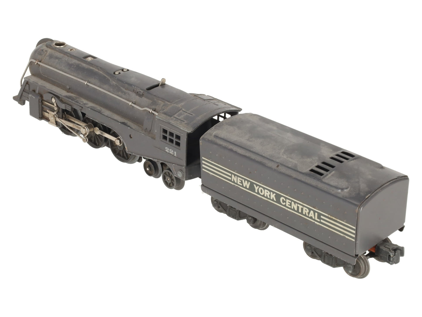 Lionel 221 Vintage O NYC  Dreyfuss Gray 2-6-4 Steam Locomotive & 221W Tender VG