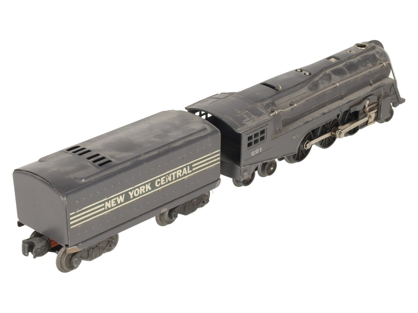 Lionel 221 Vintage O NYC  Dreyfuss Gray 2-6-4 Steam Locomotive & 221W Tender VG