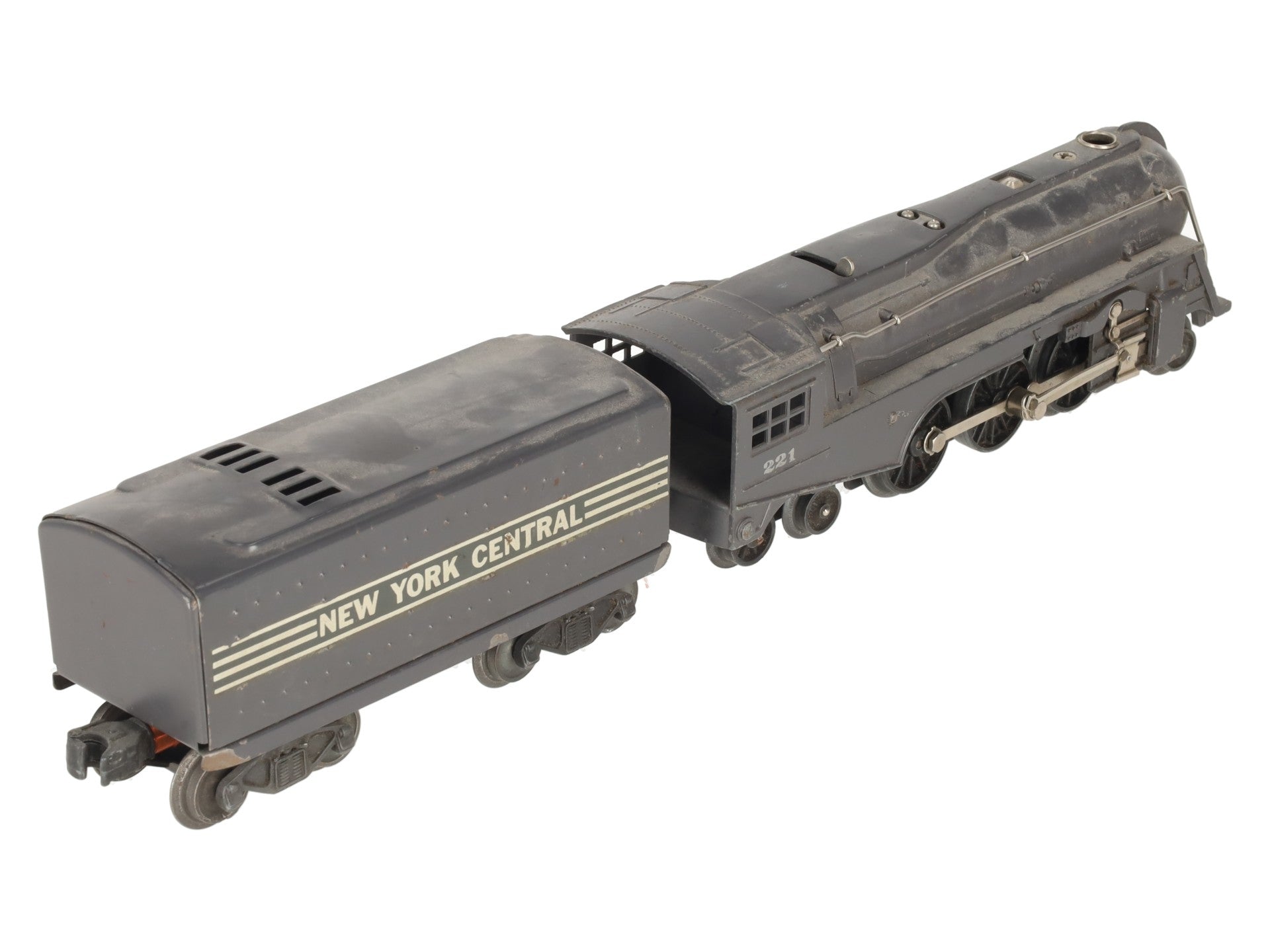 Lionel 221 Vintage O NYC  Dreyfuss Gray 2-6-4 Steam Locomotive & 221W Tender VG