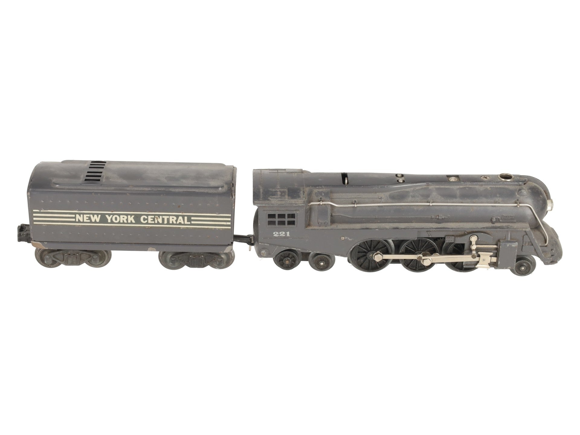 Lionel 221 Vintage O NYC  Dreyfuss Gray 2-6-4 Steam Locomotive & 221W Tender VG