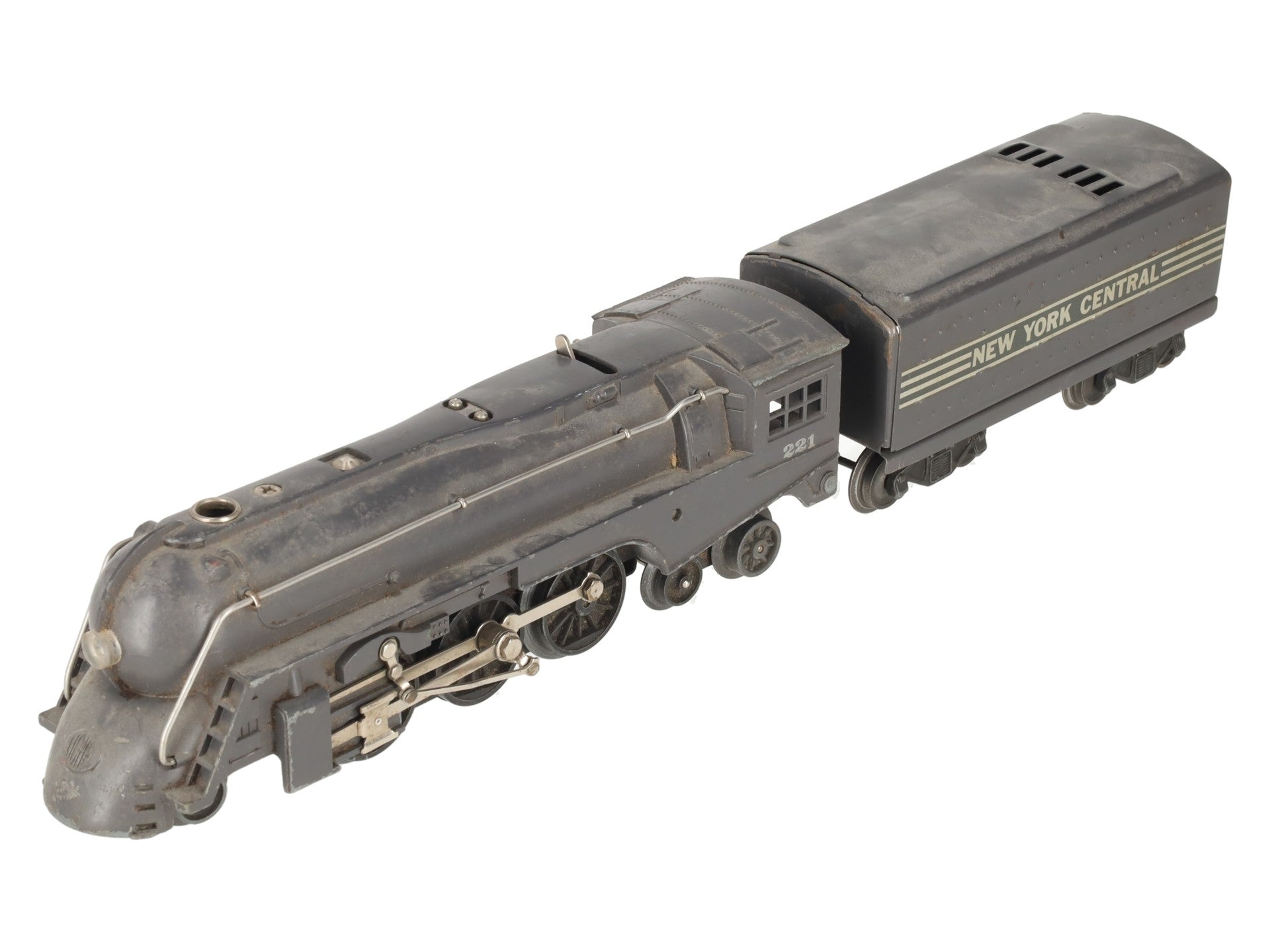 Lionel 221 Vintage O NYC  Dreyfuss Gray 2-6-4 Steam Locomotive & 221W Tender VG