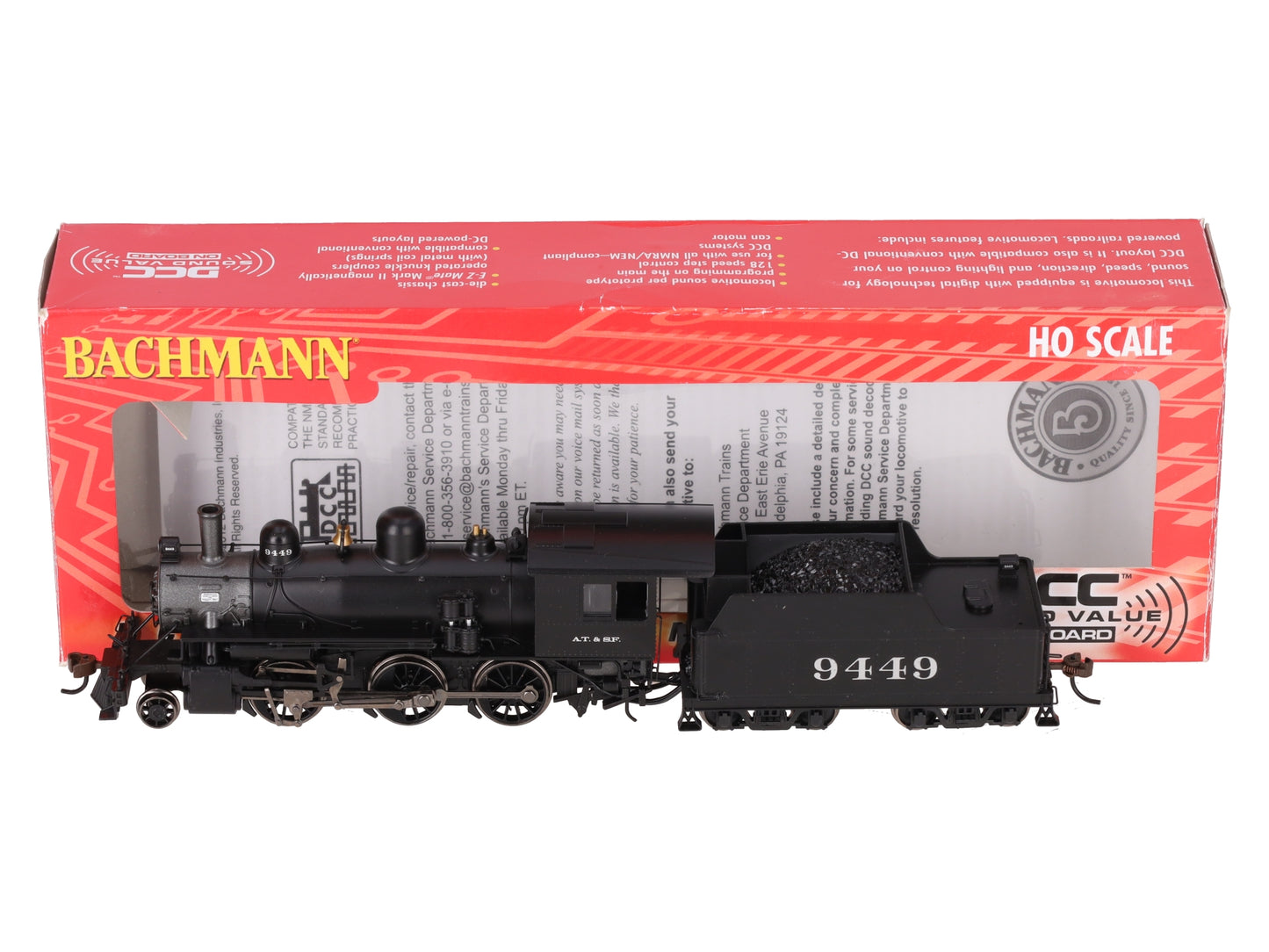 Bachmann 51809 HO Scale ATSF Steam Locomotive & Tender # 9449 EX/Box