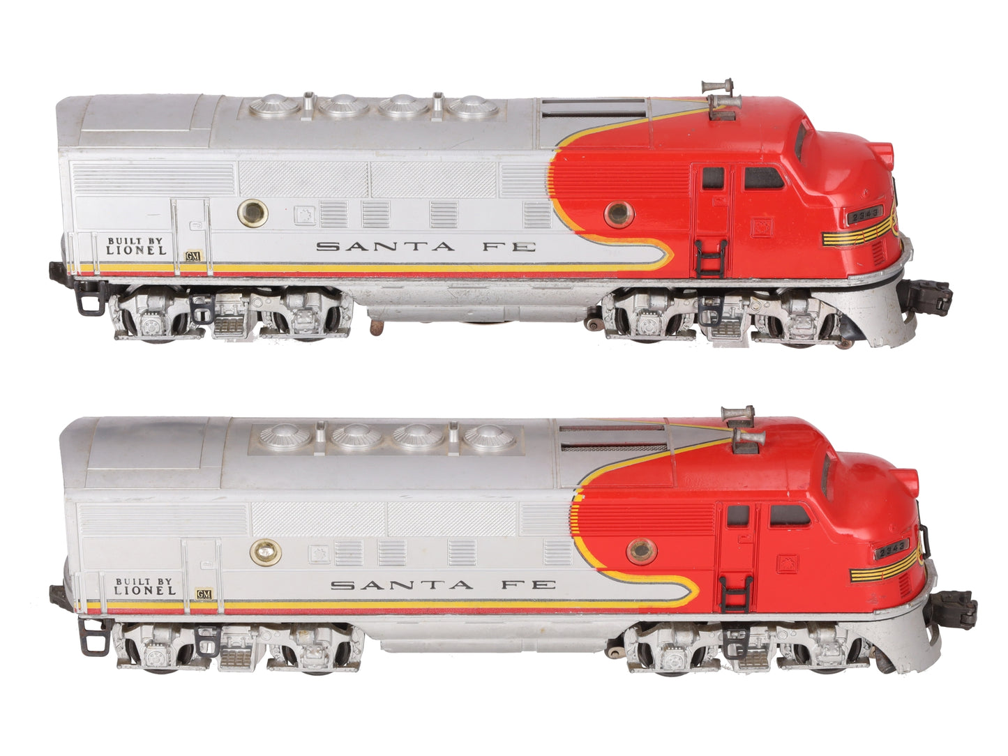 Lionel 2343 Vintage O Gauge Santa Fe F3 AA Diesel Locomotive Set VG