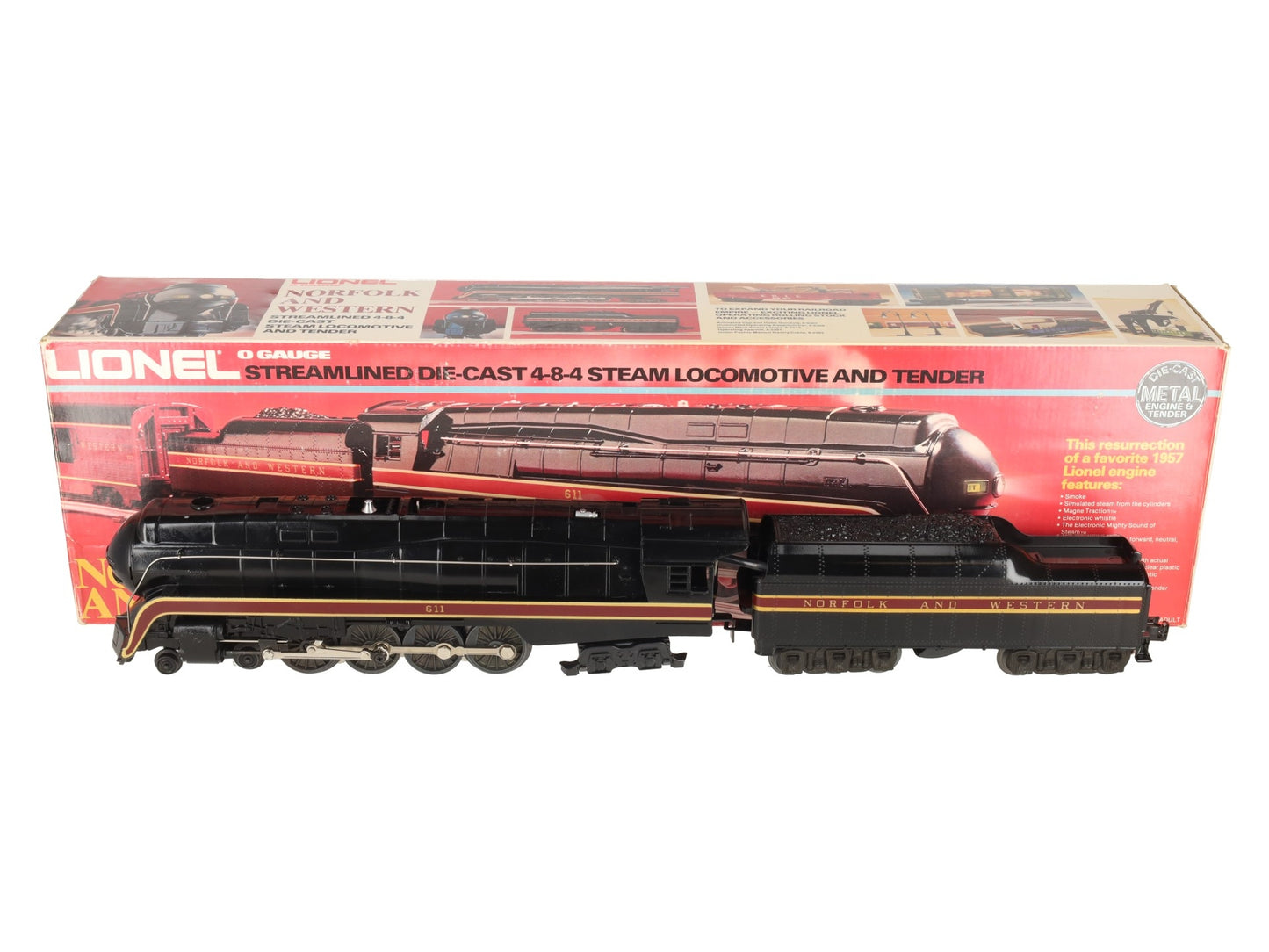Lionel 6-8100 O Diecast Norfolk & Western 4-8-4 Steam Locomotive & Tender #611 EX/Box