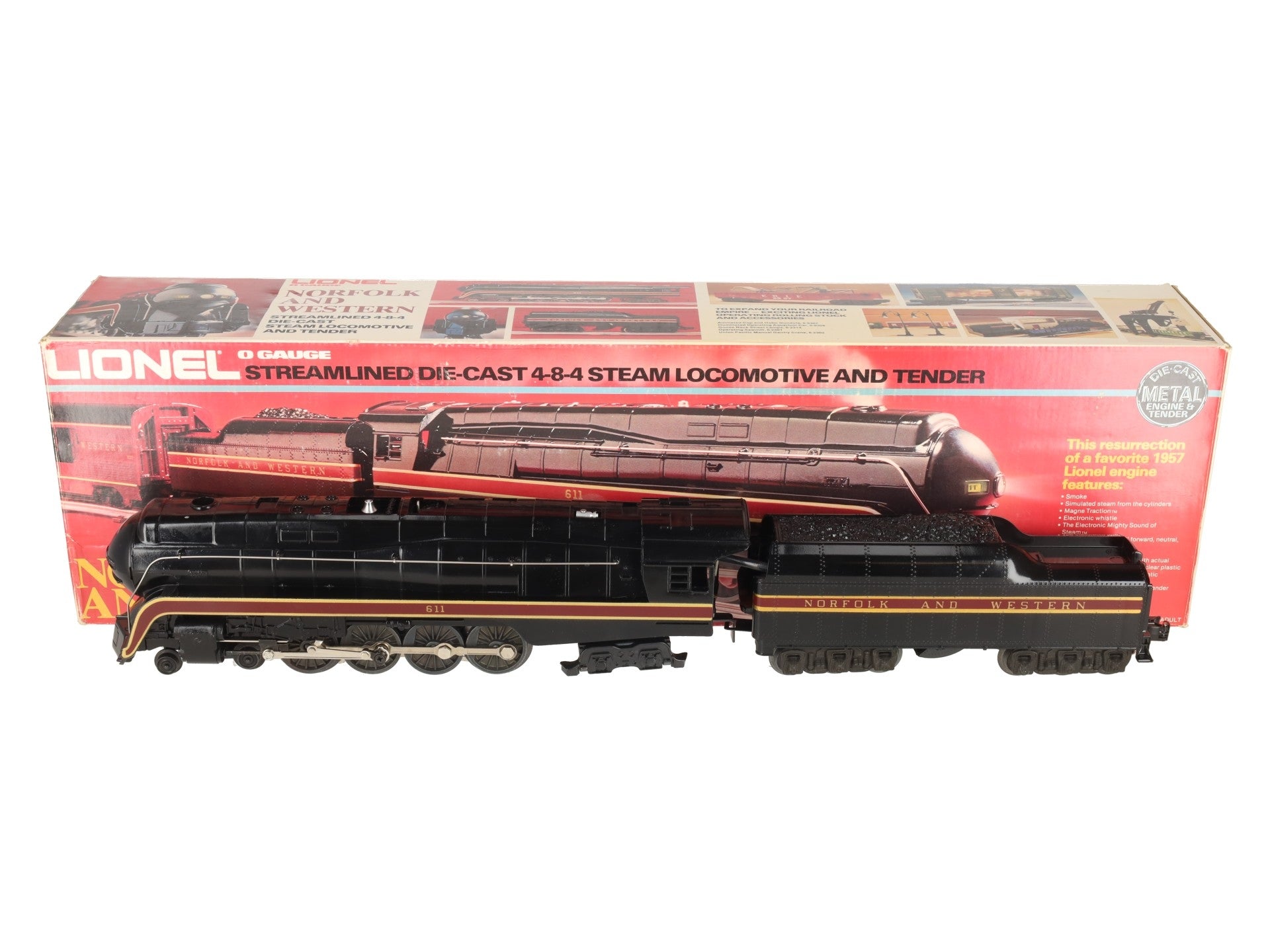 Lionel 6-8100 O Diecast Norfolk & Western 4-8-4 Steam Locomotive & Tender #611 EX/Box