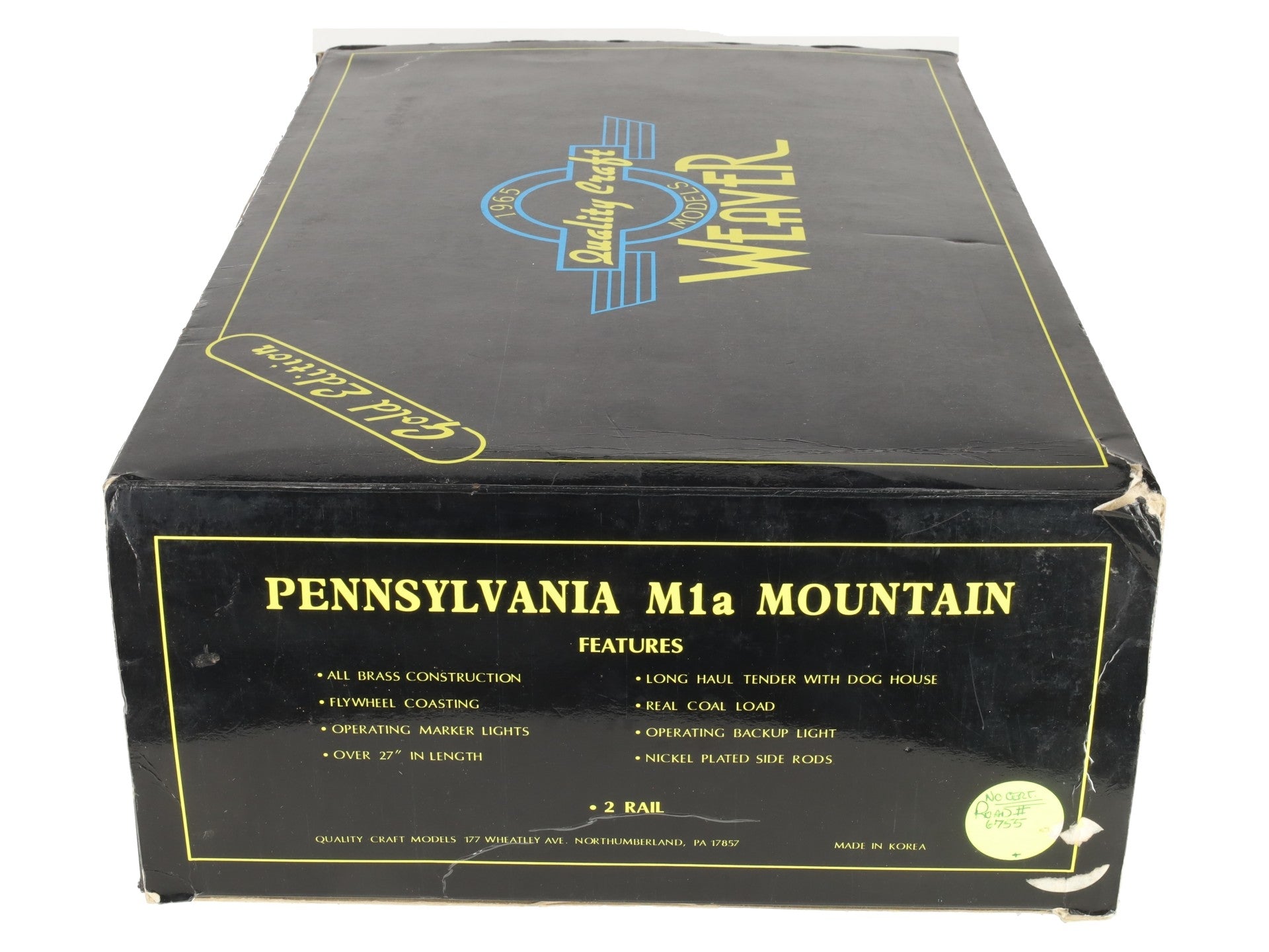 Weaver O Gauge BRASS PRR 4-8-2 M1a Mountain Steam Locomotive w/ Tender #6755-F/P LN/Box