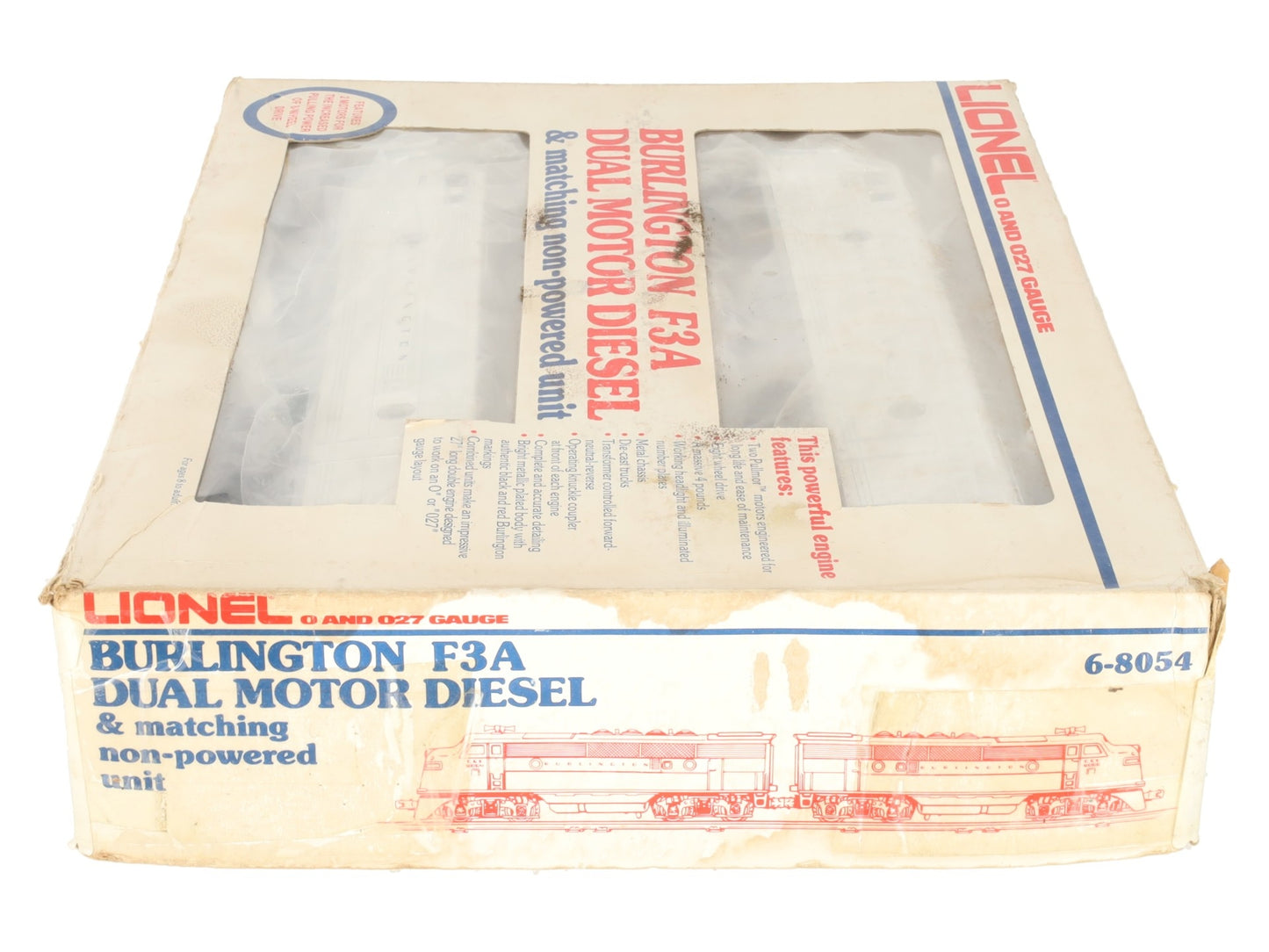 Lionel 6-8054 O Gauge Burlington F-3 AA Chrome Diesel Locomotives #8054/#8055 EX/Box