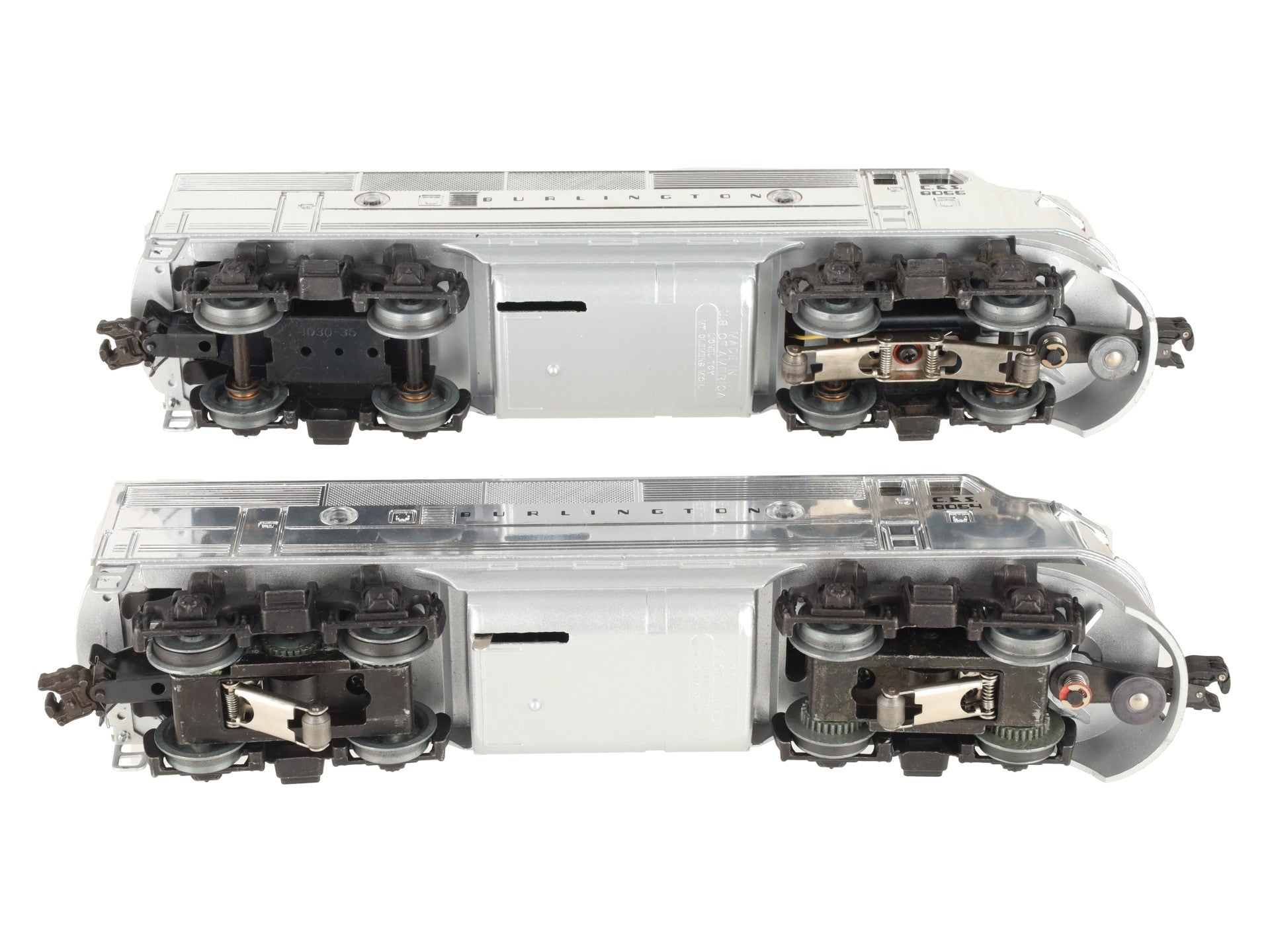 Lionel 6-8054 O Gauge Burlington F-3 AA Chrome Diesel Locomotives #8054/#8055 EX/Box