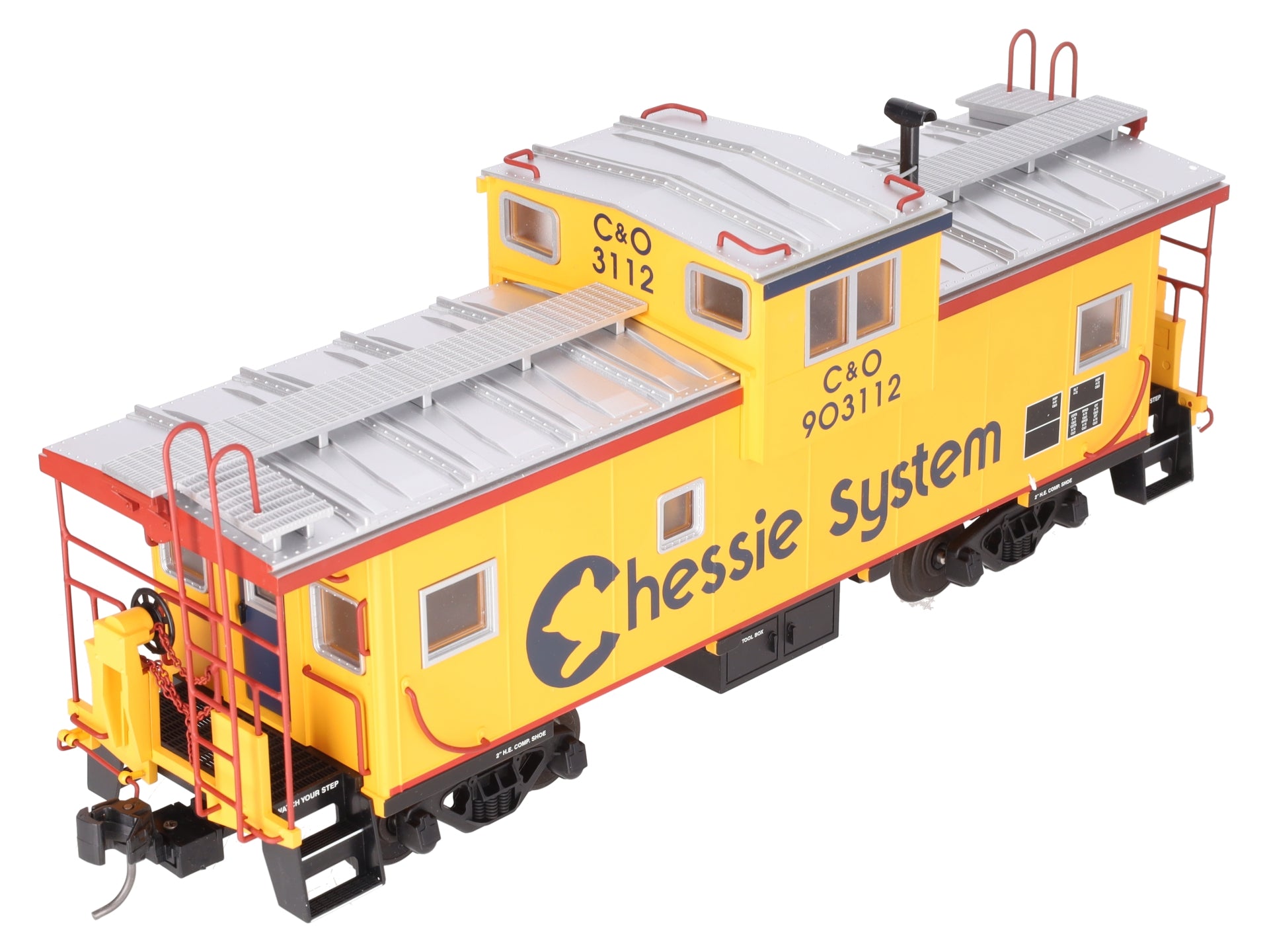 USA Trains R12128 Chessie Illuminated Ext. Vision Caboose #903112 - Metal Wheels EX/Box