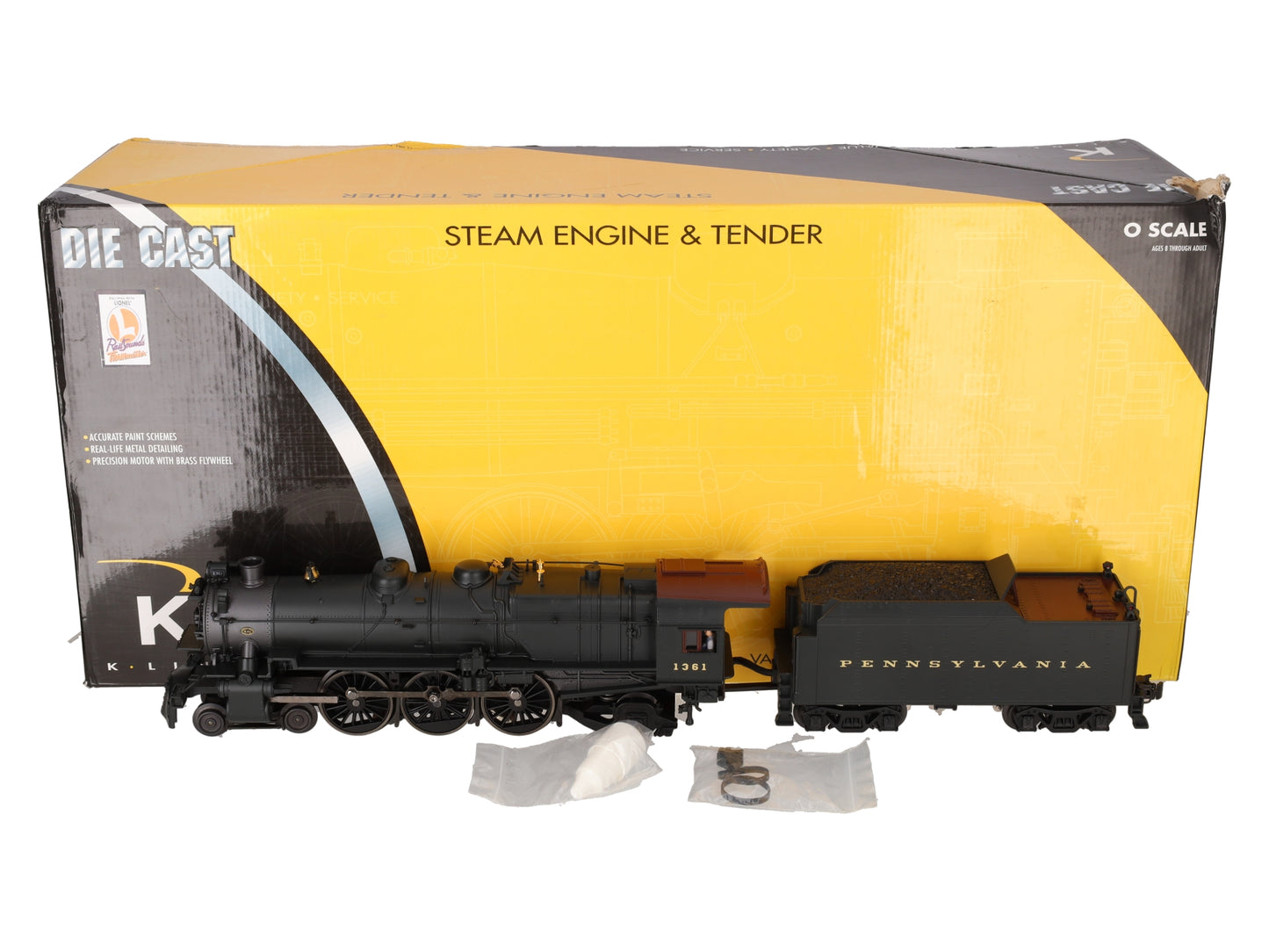 K-Line K3380-1361CC O Gauge PRR K4 Steam Locomotive & Tender #1361 with TMCC EX/Box