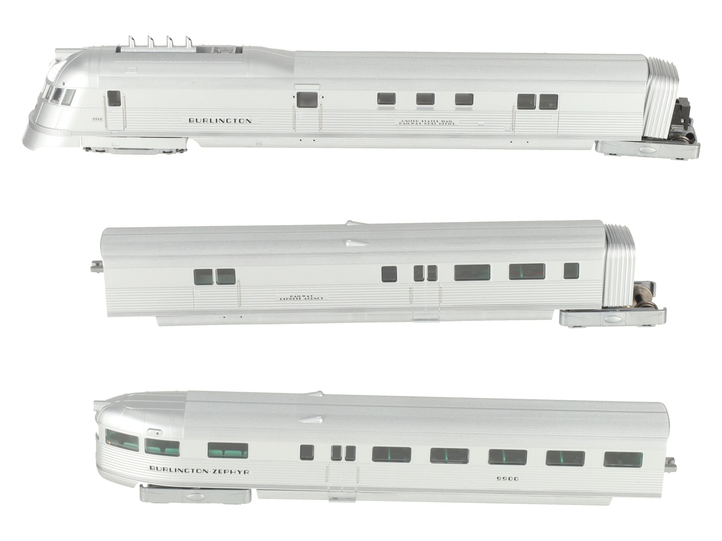 Con-Cor 001-8721 HO Burlington The Zephyr Streamline Motor Train Cars (Set of 3) LN/Box
