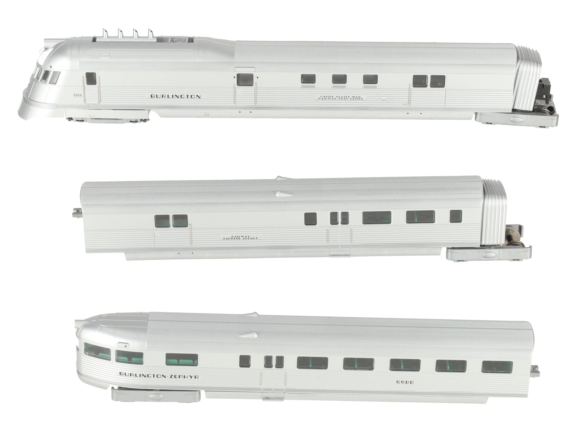Con-Cor 001-8721 HO Burlington The Zephyr Streamline Motor Train Cars (Set of 3) LN/Box