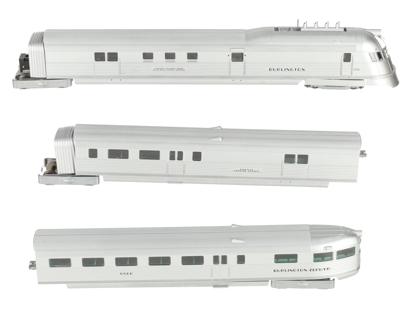 Con-Cor 001-8721 HO Burlington The Zephyr Streamline Motor Train Cars (Set of 3) LN/Box