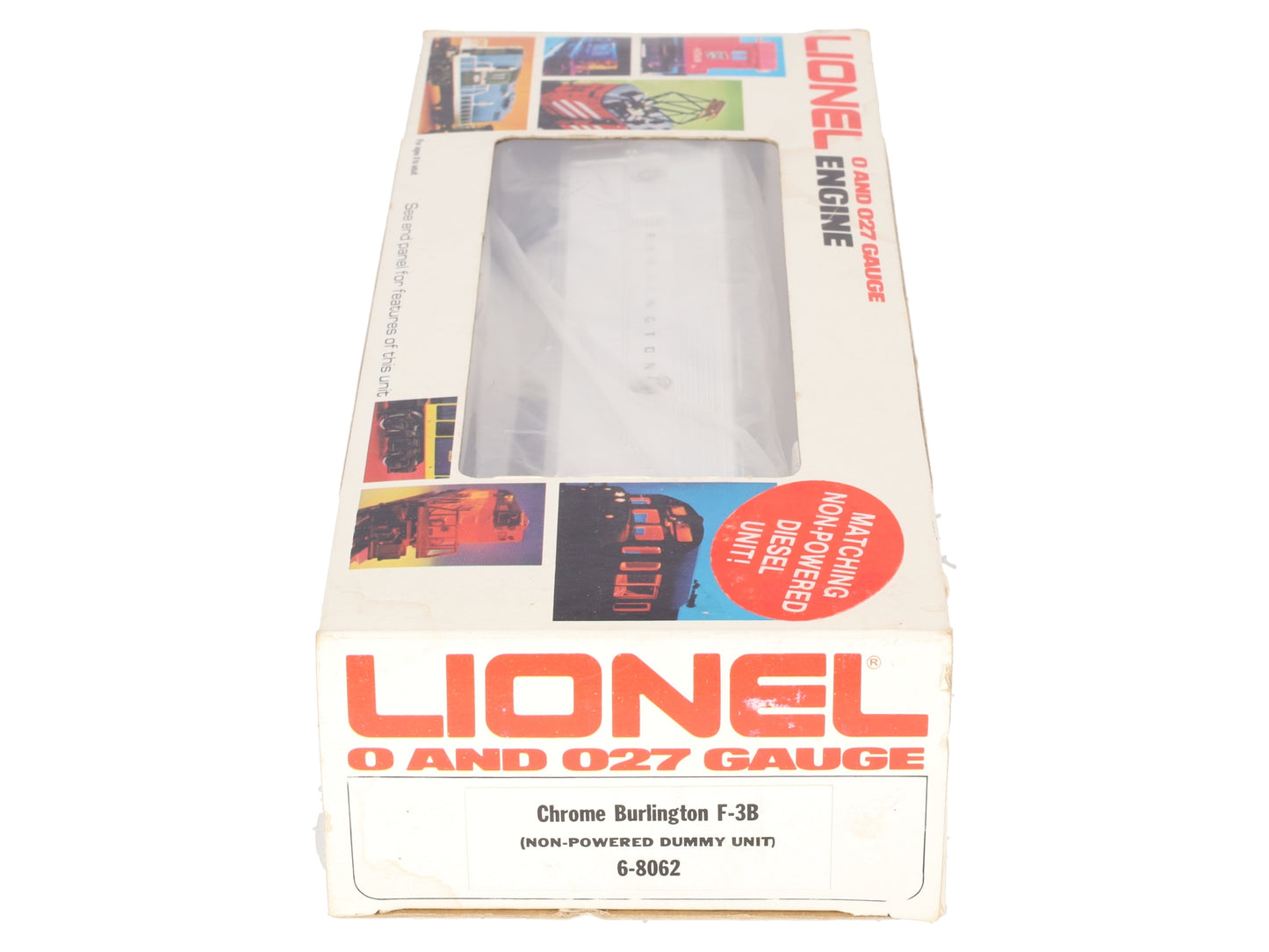 Lionel 6-8062 O Burlington F-3 B-Unit Chrome Non-Powered Diesel Locomotive #8062 EX/Box