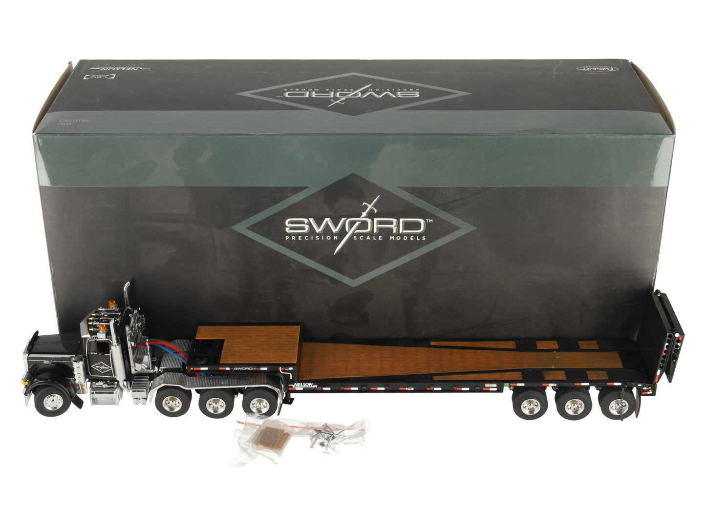 Sword Models SW2027-SWO 1:50 Sword Peterbilt 379 Tractor w/Nelson Ramp Trailer LN/Box