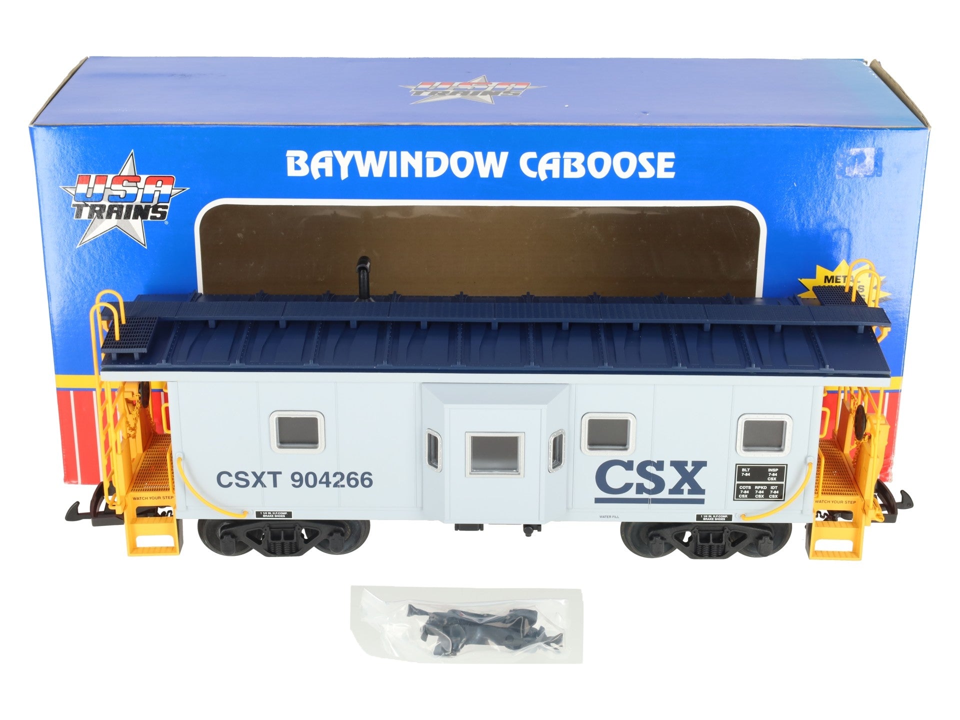 USA Trains 12063 G Scale CSX Lighted Bay Window Caboose #904266 EX/Box