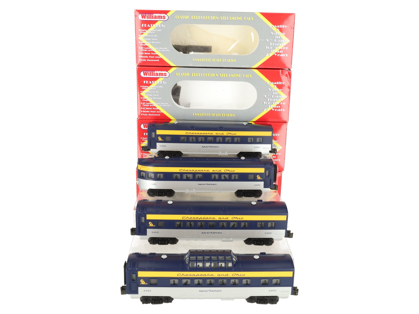 Williams 2400-03 O Scale Chesapeake & Ohio Passenger Cars (Set of 4) EX/Box