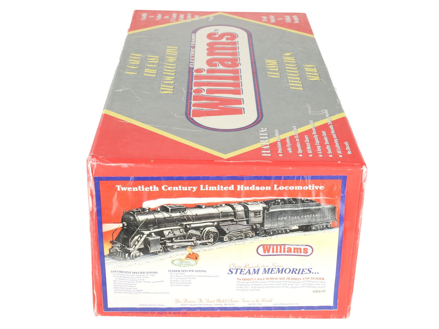 Williams 40199 O-27 NYC Hudson 4-6-4 Steam Locomotive and Tender #5443 EX/Box