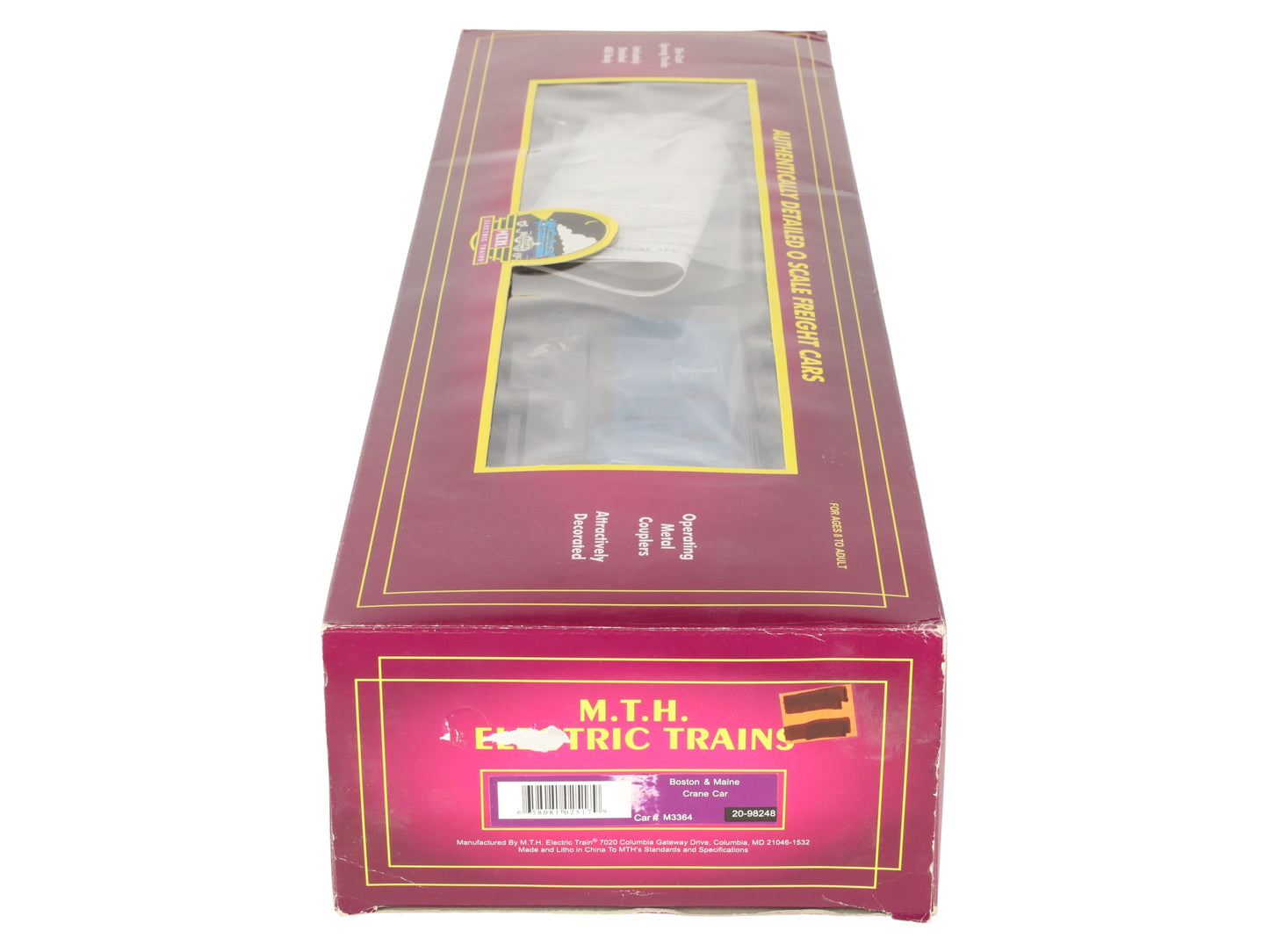 MTH 20-98248 O Gauge Boston and Maine Crane Car LN/Box