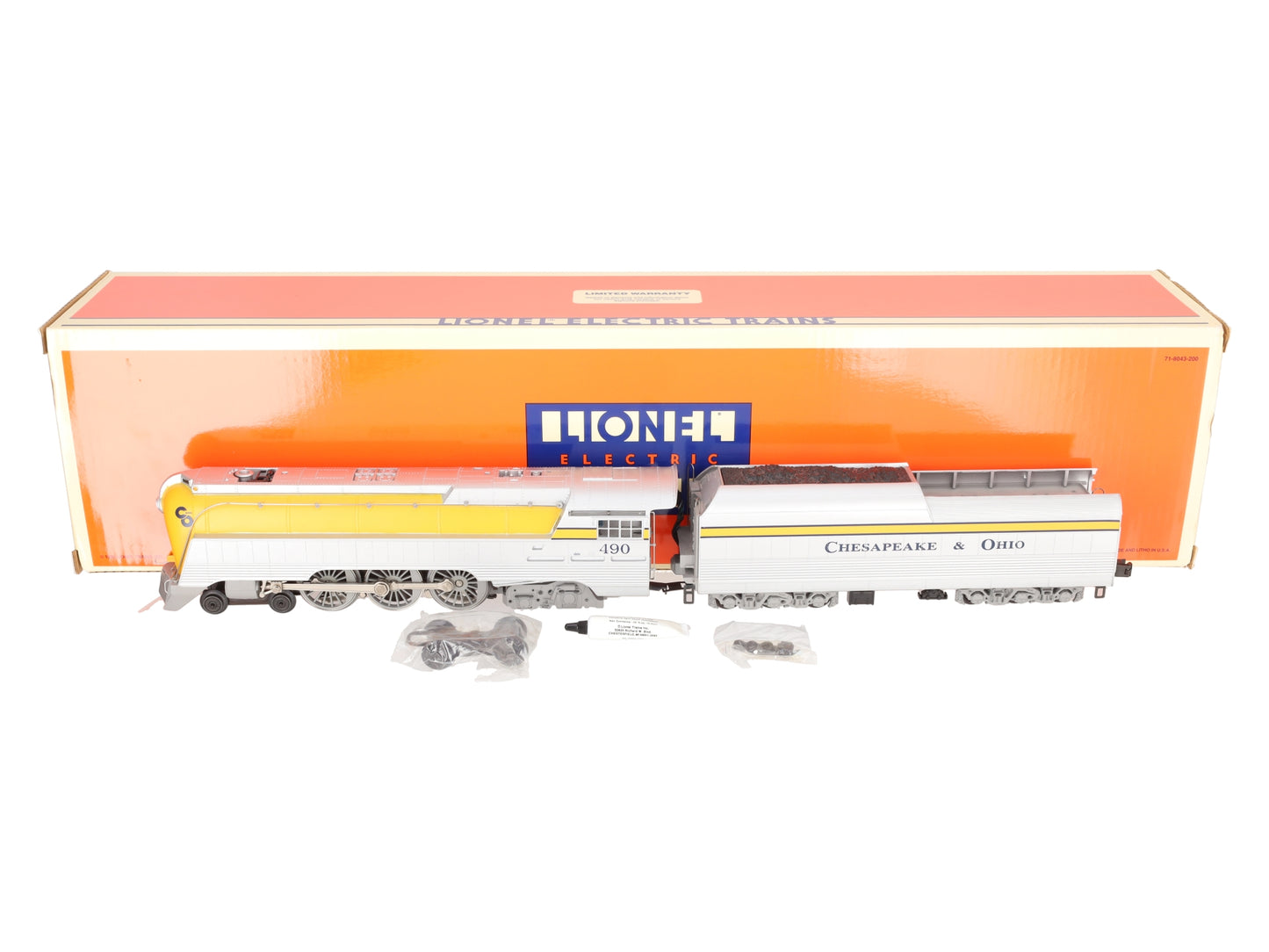 Lionel 6-18043 O Gauge C&O Streamlined Hudson Locomotive & Tender with RSII #490 LN/Box