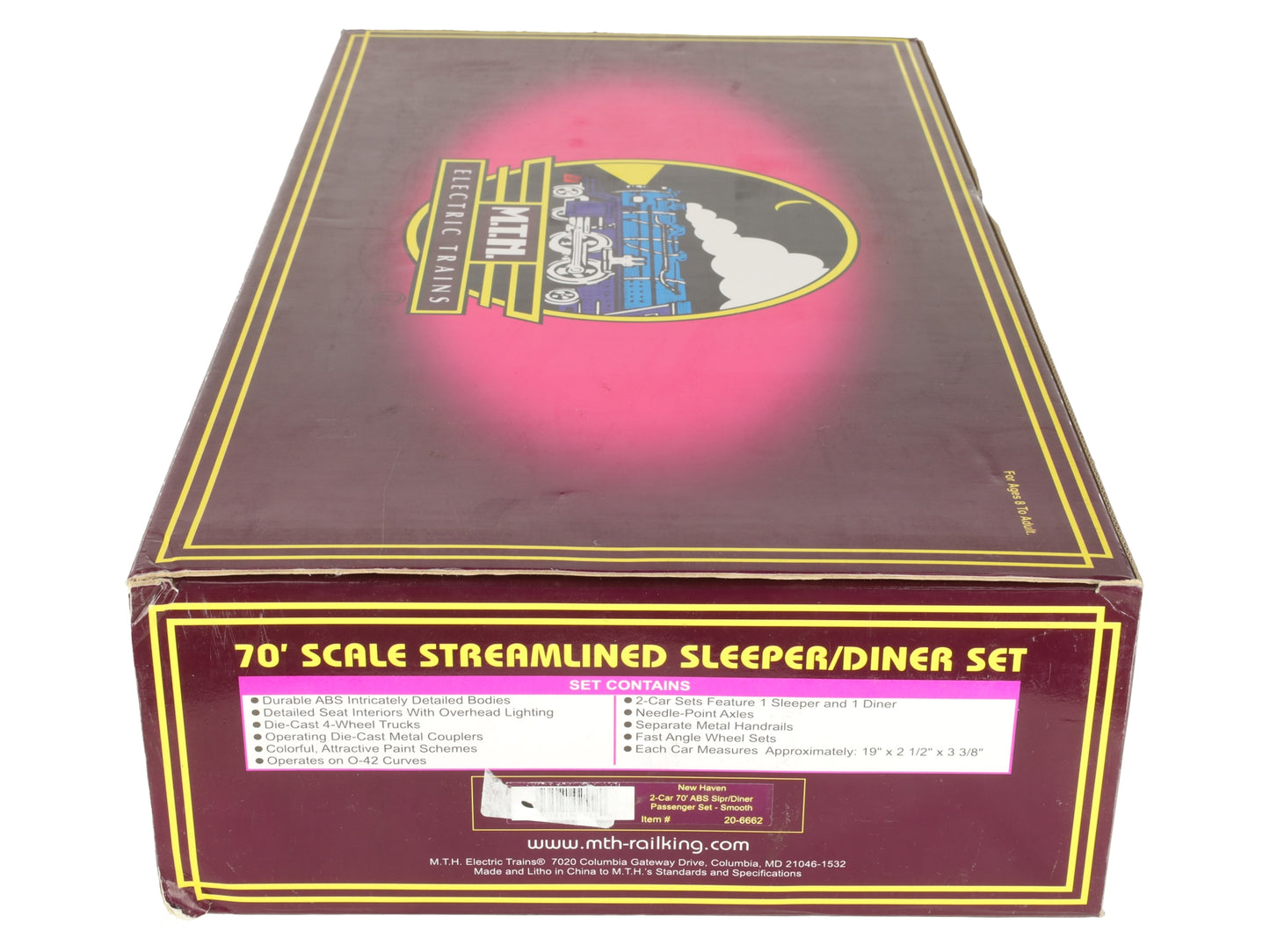 MTH 20-6662 O NH 70' Streamlined Sleeper/Diner Passenger Car Set (Set of 2) EX/Box