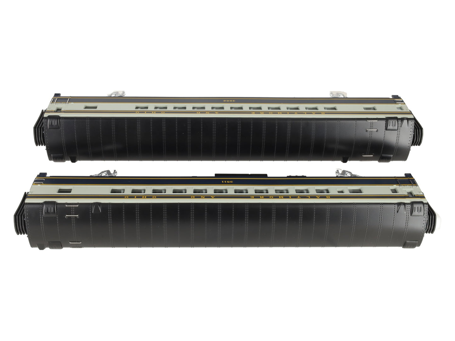 MTH 20-6665 O B&O 70' Streamlined Sleeper/Diner Passenger Car Set (Set of 2) EX/Box