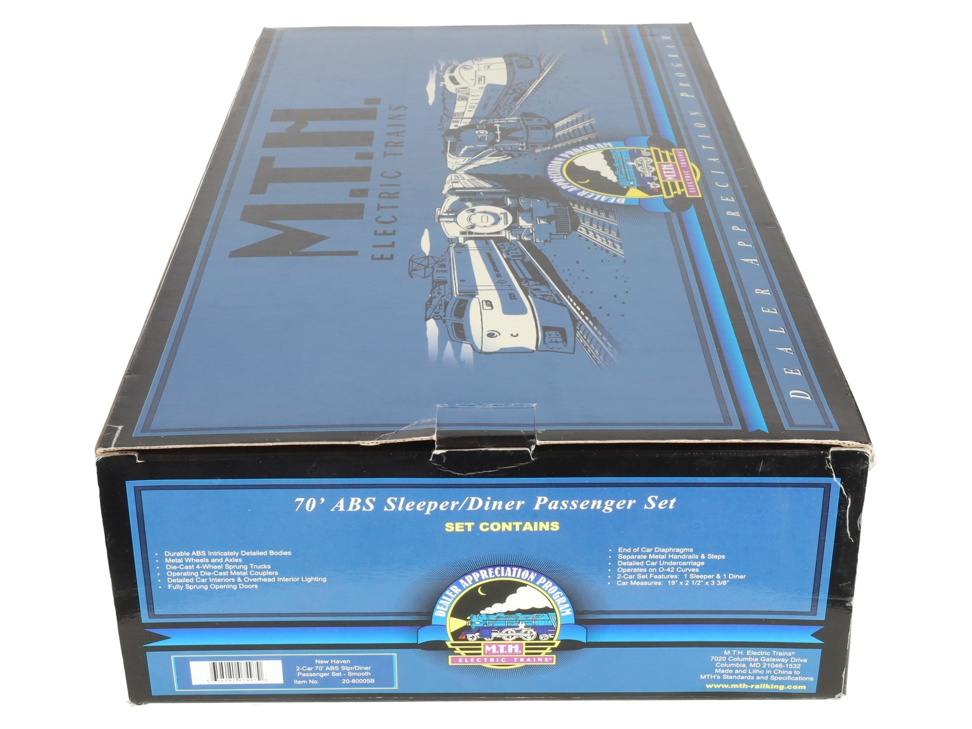 MTH 20-80005B O NH 70' Streamlined Sleeper/Diner Passenger Car Set (Set of 2) EX/Box