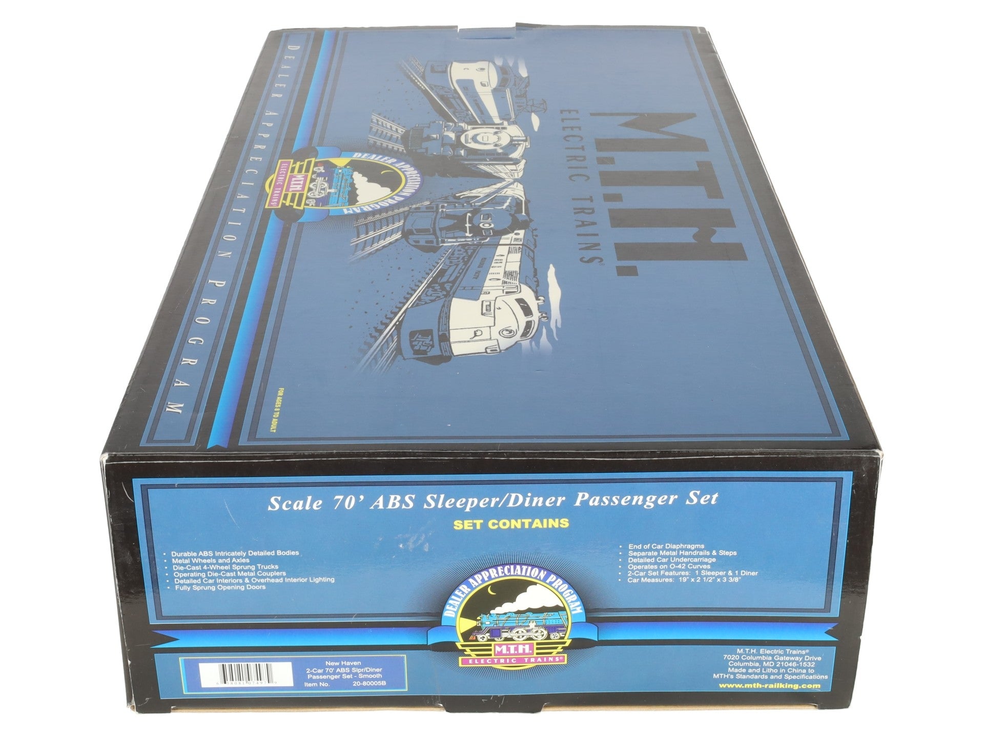 MTH 20-80005B O NH 70' Streamlined Sleeper/Diner Passenger Car Set (Set of 2) EX/Box
