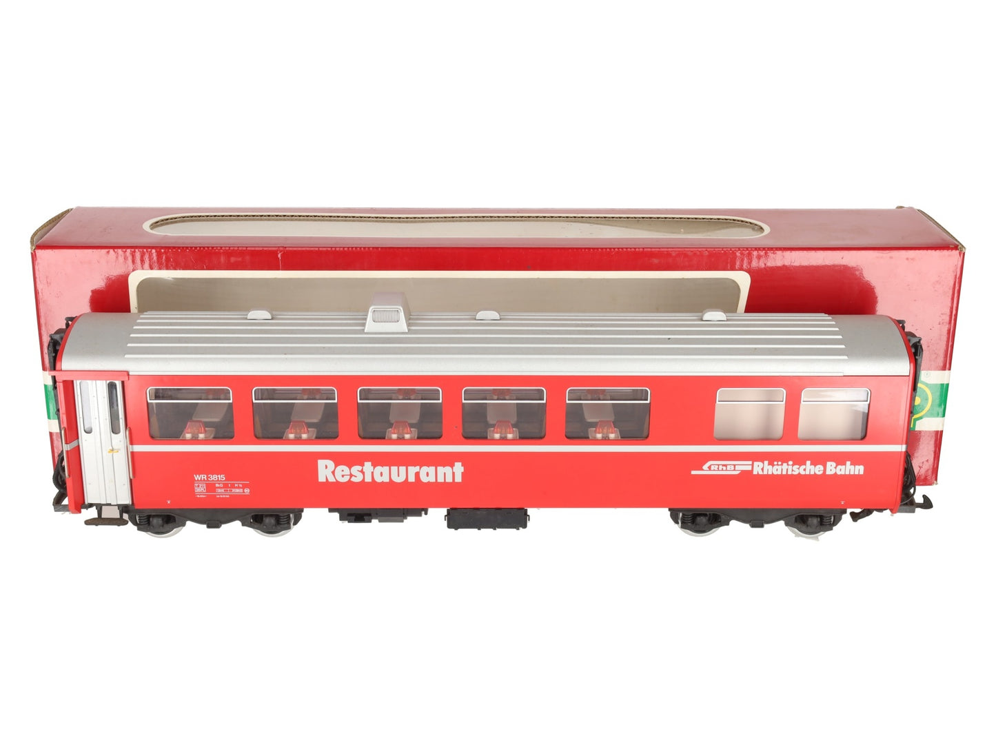 LGB 3068 G Scale RhB Red Restaurant / Diner Car #3815 (Metal Wheels) EX/Box