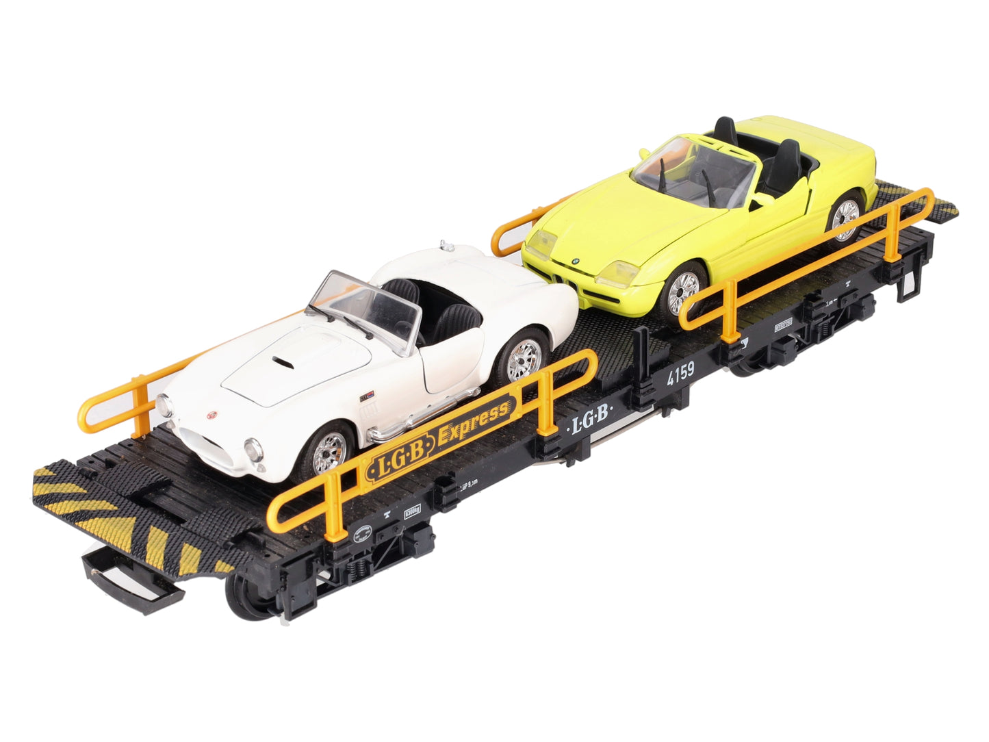 LGB 4159 G Scale Express Flatcar with 2 Automobiles EX/Box