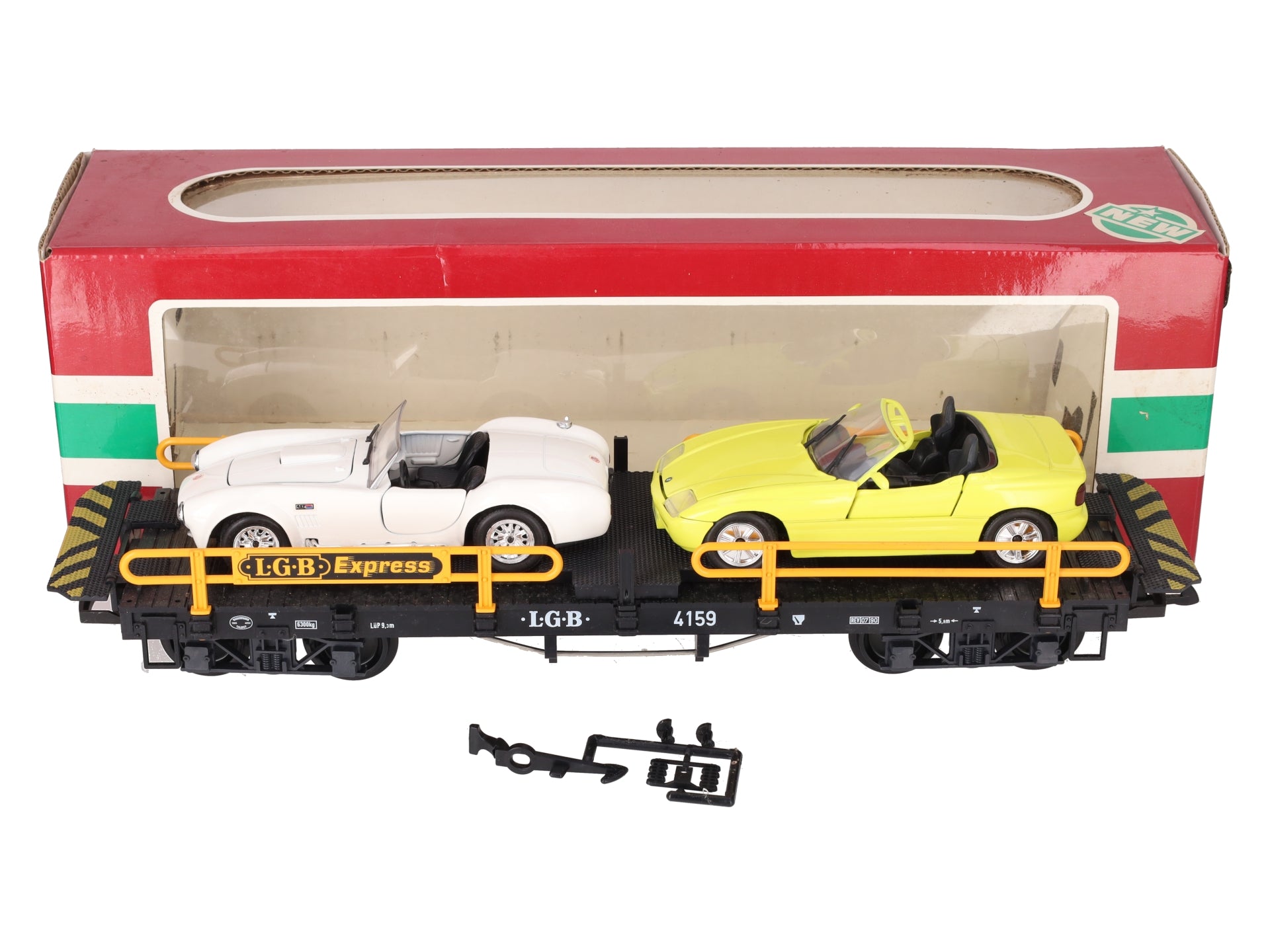LGB 4159 G Scale Express Flatcar with 2 Automobiles EX/Box