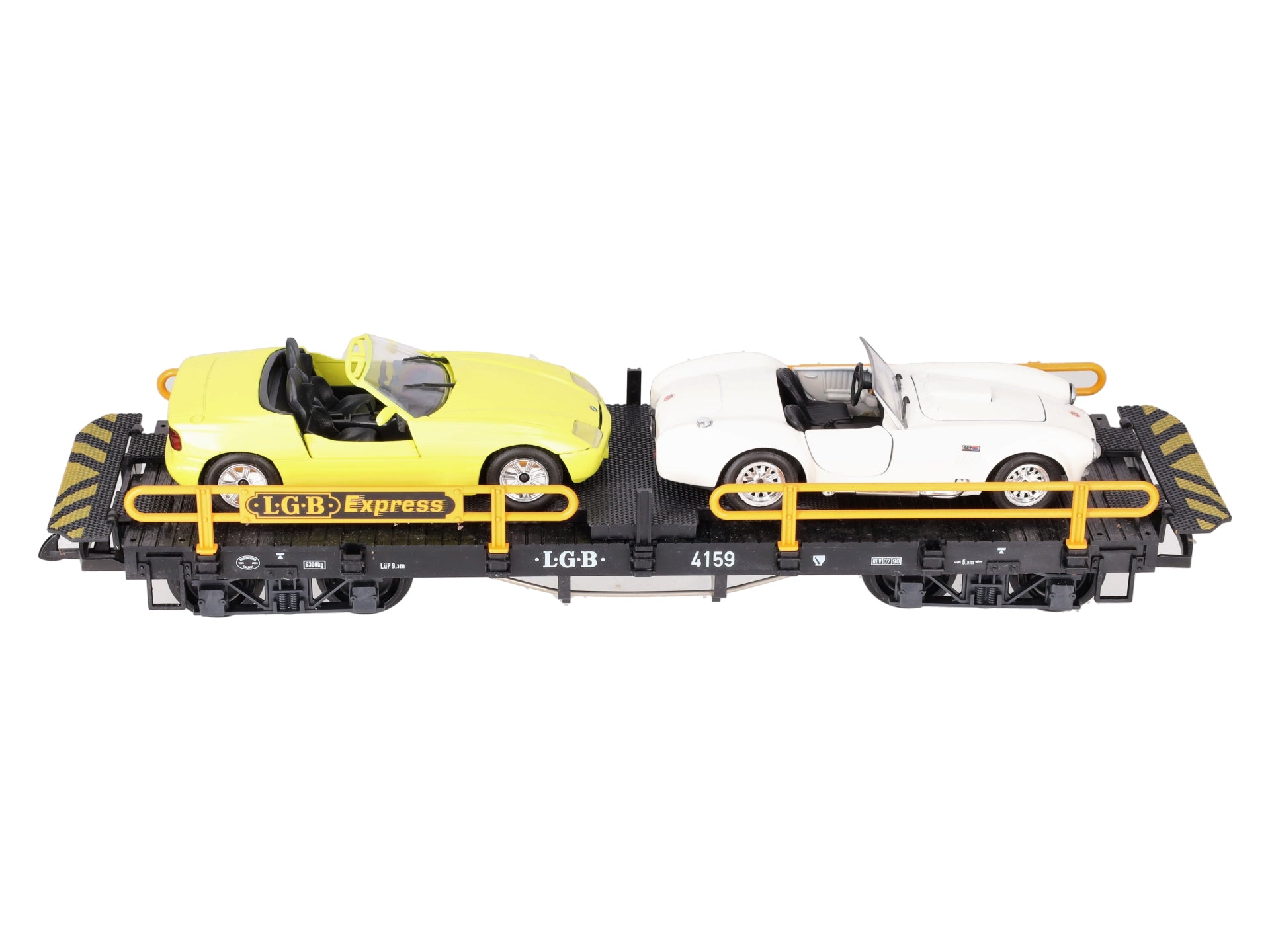 LGB 4159 G Scale Express Flatcar with 2 Automobiles EX/Box