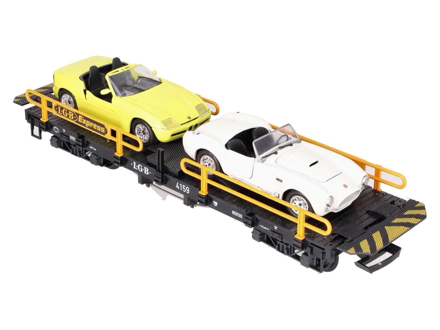 LGB 4159 G Scale Express Flatcar with 2 Automobiles EX/Box