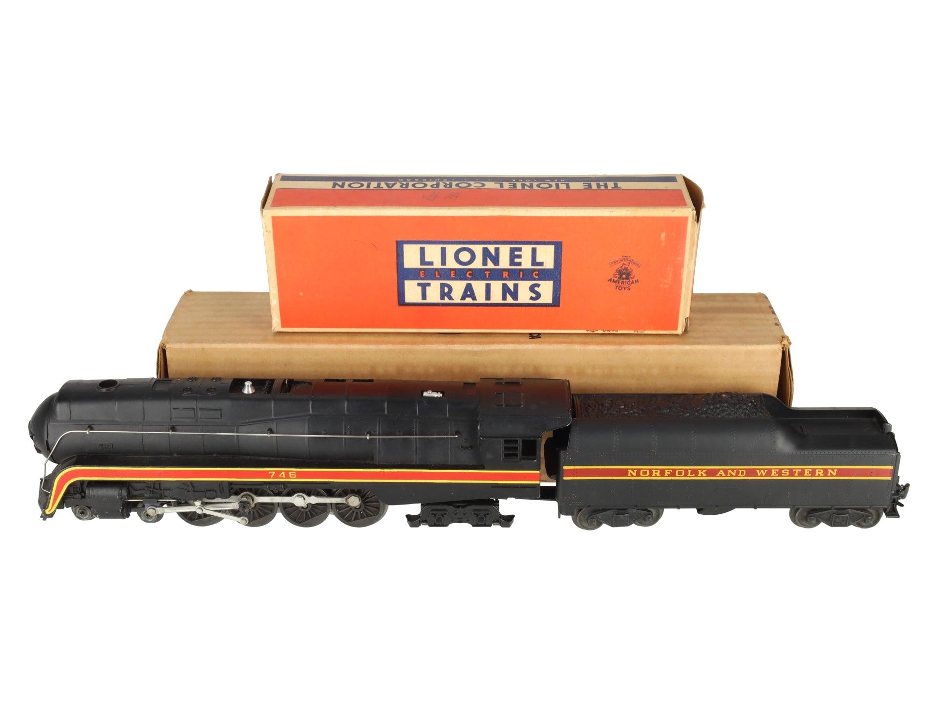 Lionel 746 Vintage O N&W J Class 4-8-4 Steam Locomotive & Tender w/ Long Stripe VG/Box