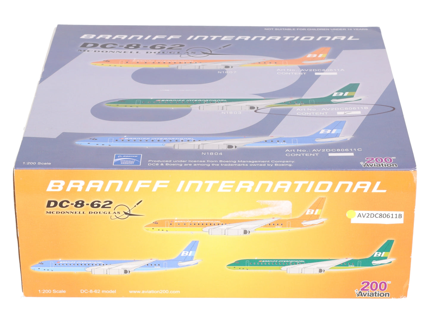 Aviation 200 AV2DC80611B 1:200 Braniff International DC-8-62 McDonnell Douglas VG/Box
