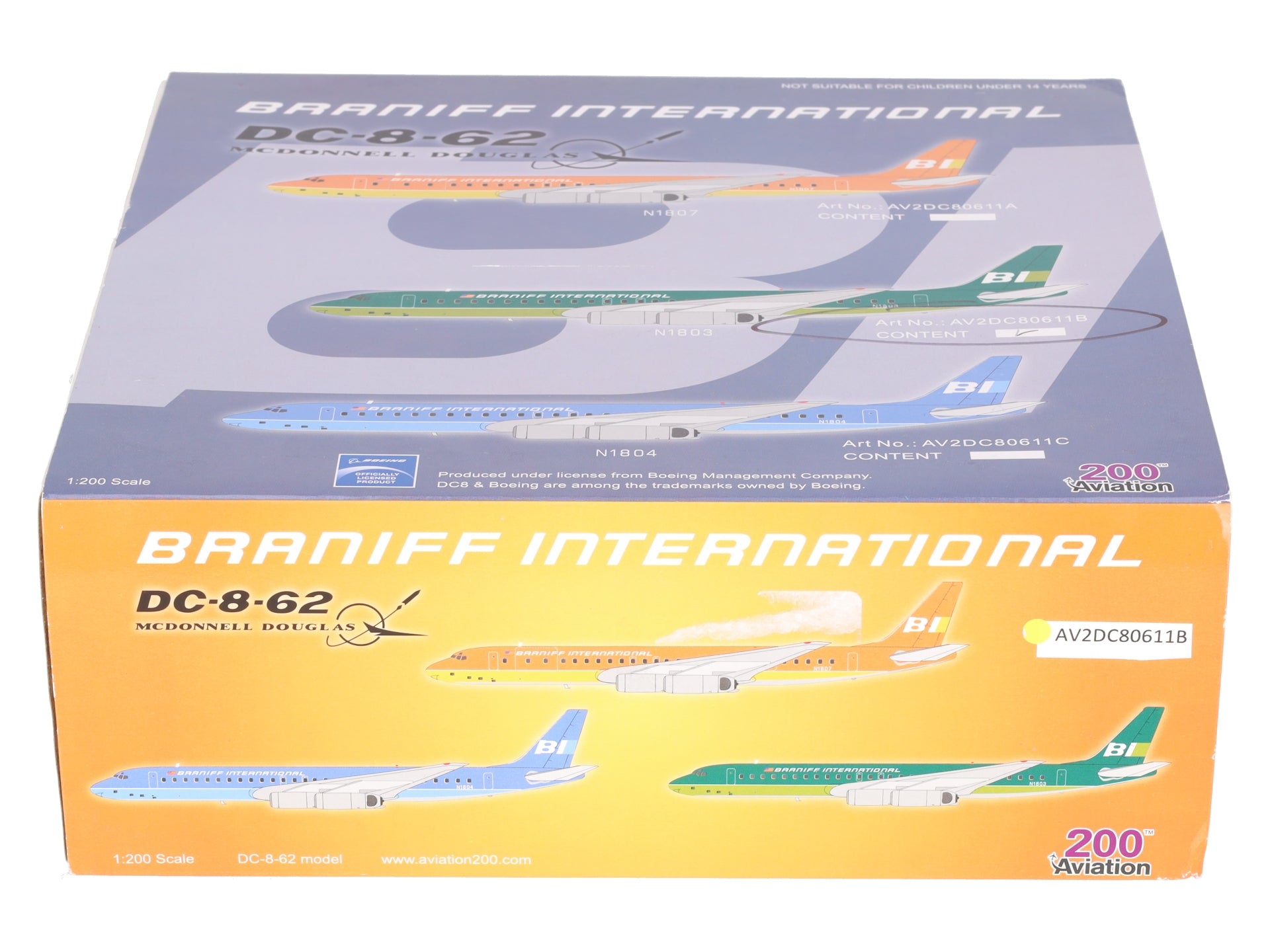 Aviation 200 AV2DC80611B 1:200 Braniff International DC-8-62 McDonnell Douglas VG/Box
