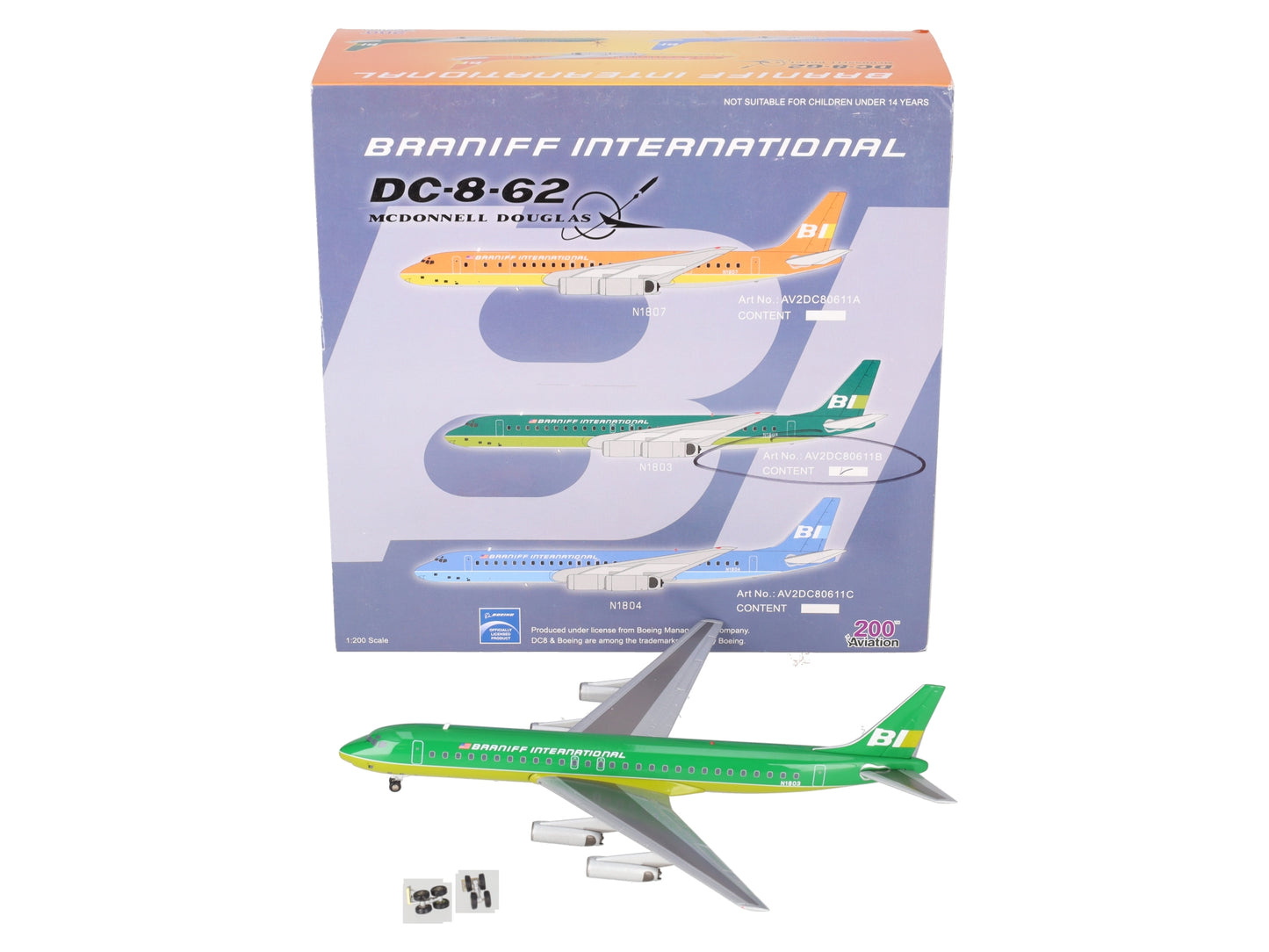 Aviation 200 AV2DC80611B 1:200 Braniff International DC-8-62 McDonnell Douglas VG/Box