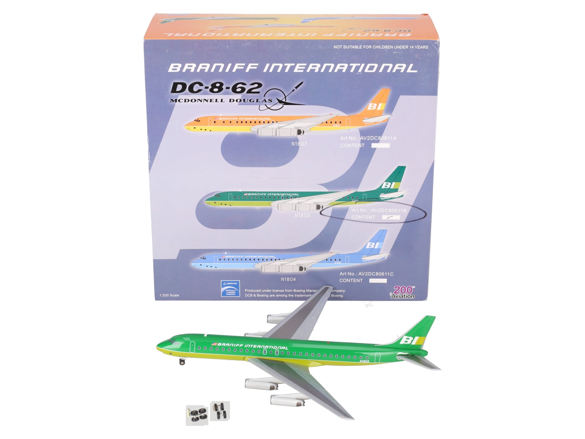 Aviation 200 AV2DC80611B 1:200 Braniff International DC-8-62 McDonnell Douglas VG/Box