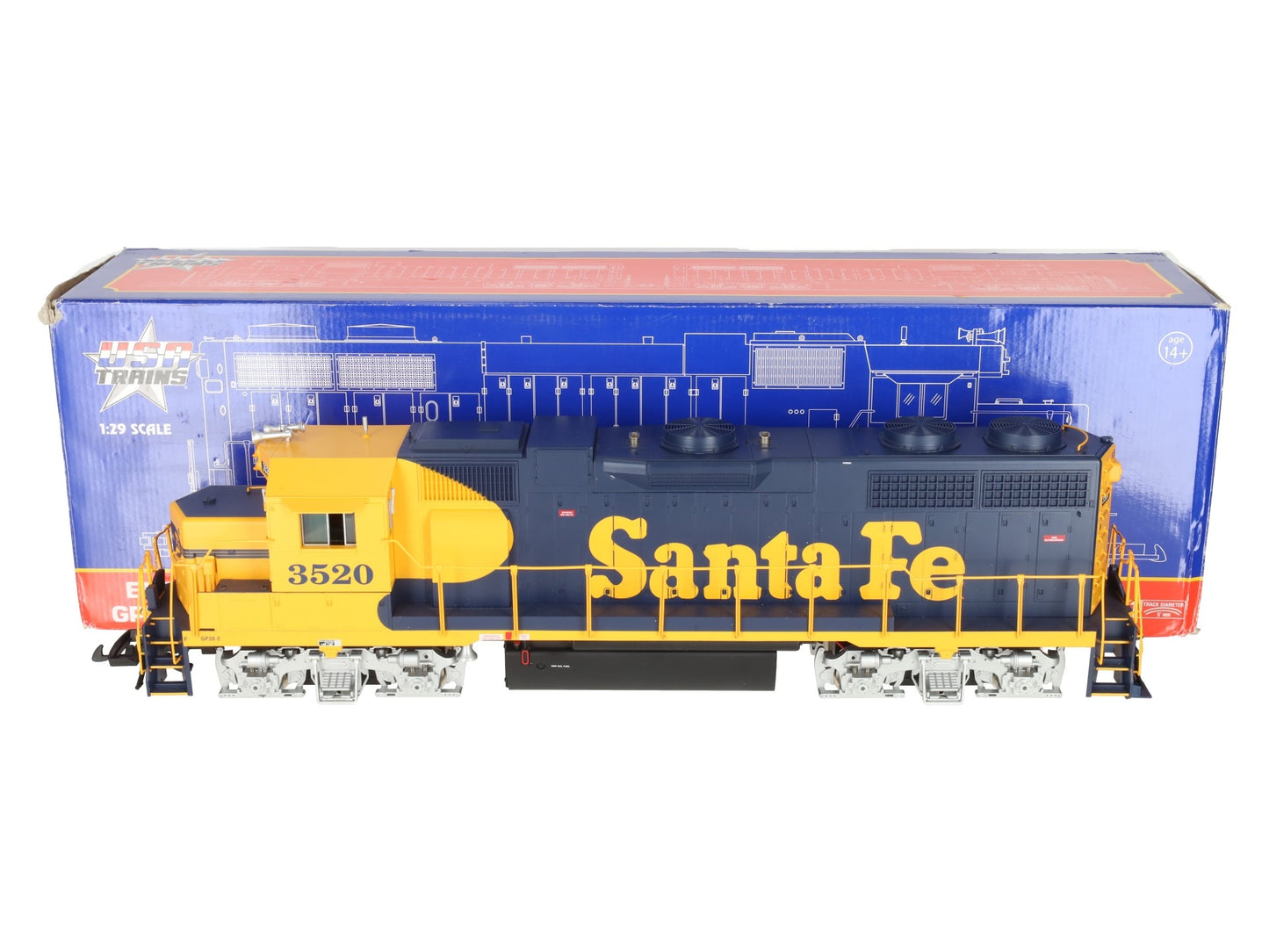 USA Trains R22207 G Santa Fe EMD GP 38-2 Diesel Locomotive #3520 VG/Box